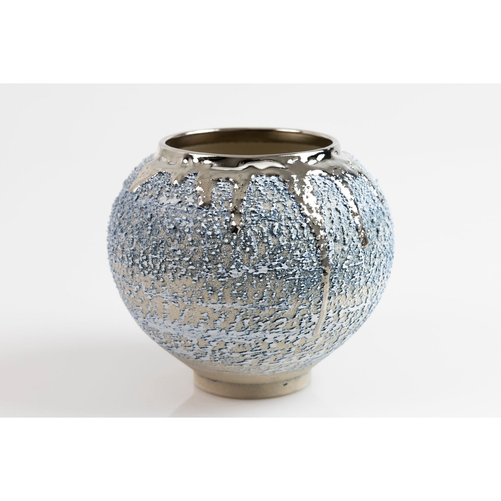 Textured moon jar with platinum lustre, by Alex McCarthy, available from Padstow Gallery, Cornwall