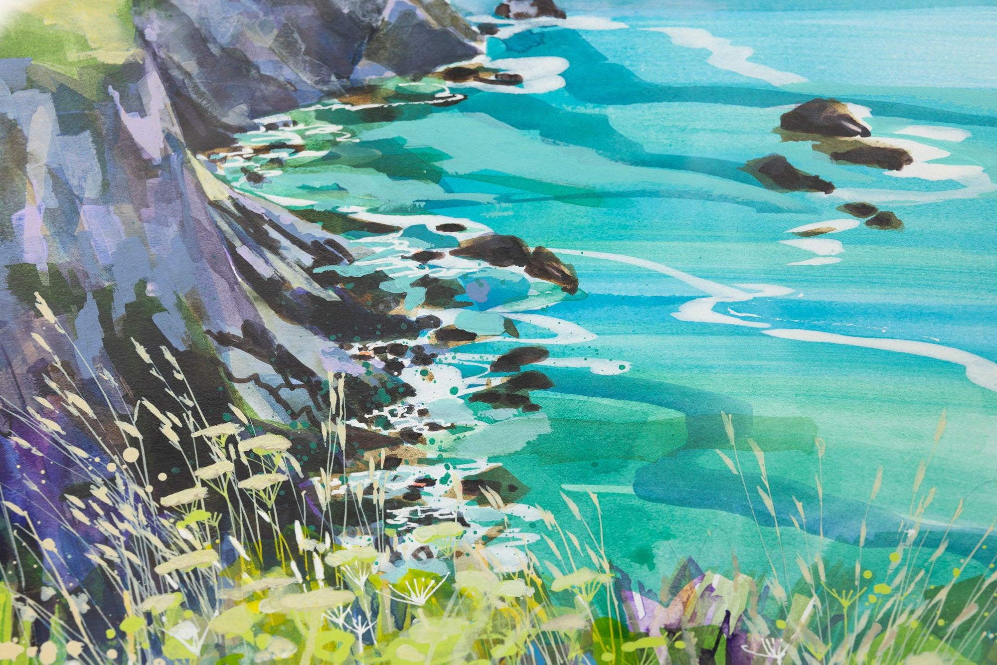 Cornish Cliffs, by Lucy Davies, Available from Padstow Gallery