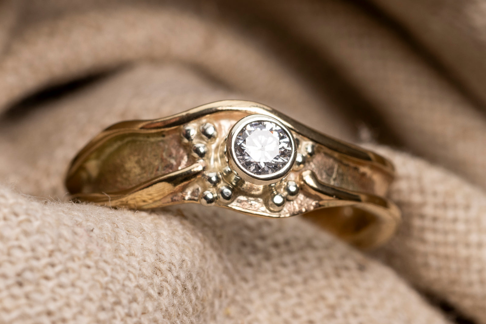 LG 139 Gold and Diamond Ring Size M 1/2 by Les Grimshaw available at Padstow Gallery Cornwall