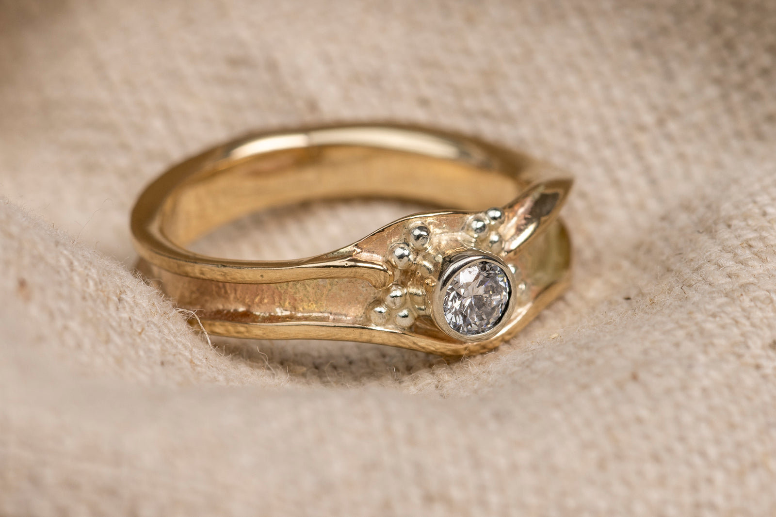 LG 139 Gold and Diamond Ring Size M 1/2 by Les Grimshaw available at Padstow Gallery Cornwall