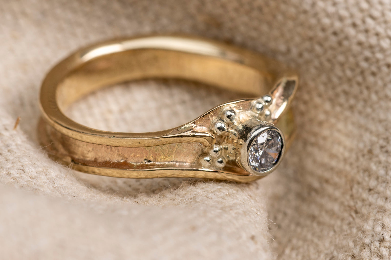 LG 139 Gold and Diamond Ring Size M 1/2 by Les Grimshaw available at Padstow Gallery Cornwall