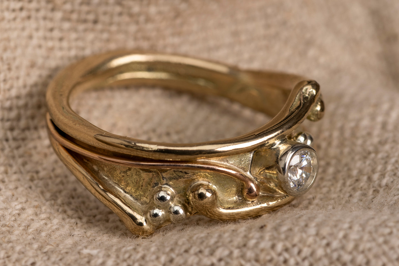 LG 138 Gold and Diamond Ring Size O 1/2 by Les Grimshaw available at Padstow Gallery Cornwall