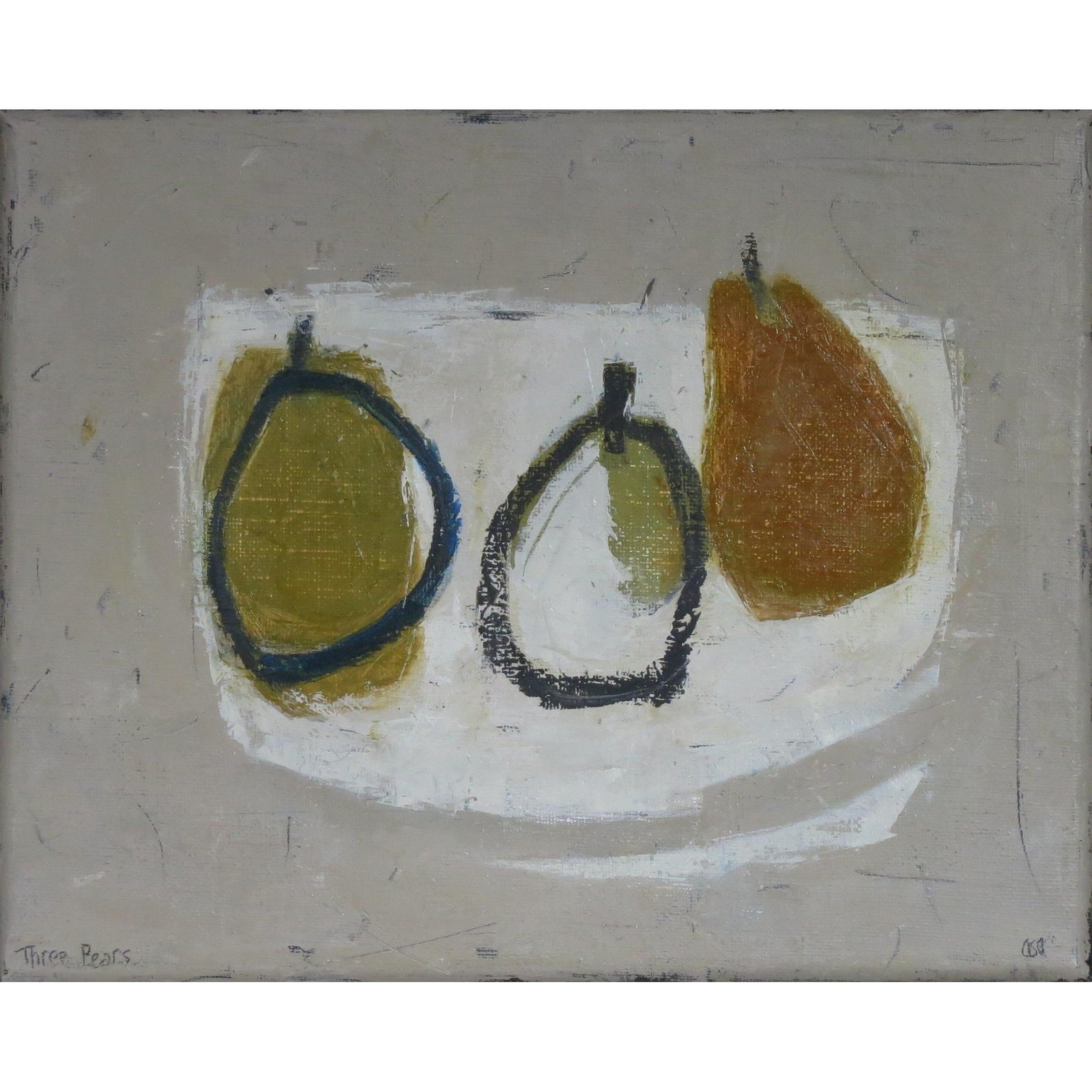'Three Pears' oil original by Ann Armitage, available at Padstow Gallery, Cornwall