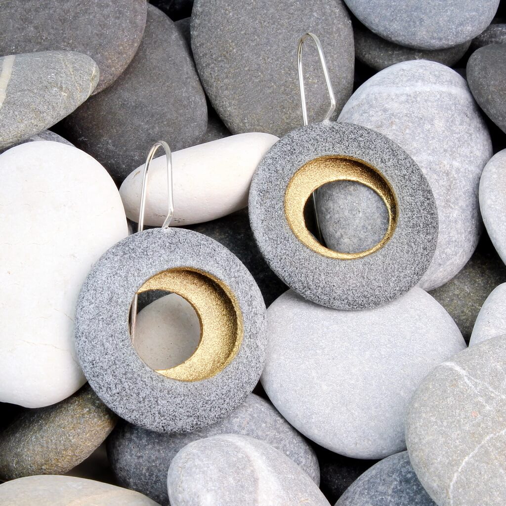JDF2 Round Pebble Earrings by John and Dawn Field, available at Padstow Gallery, Cornwall