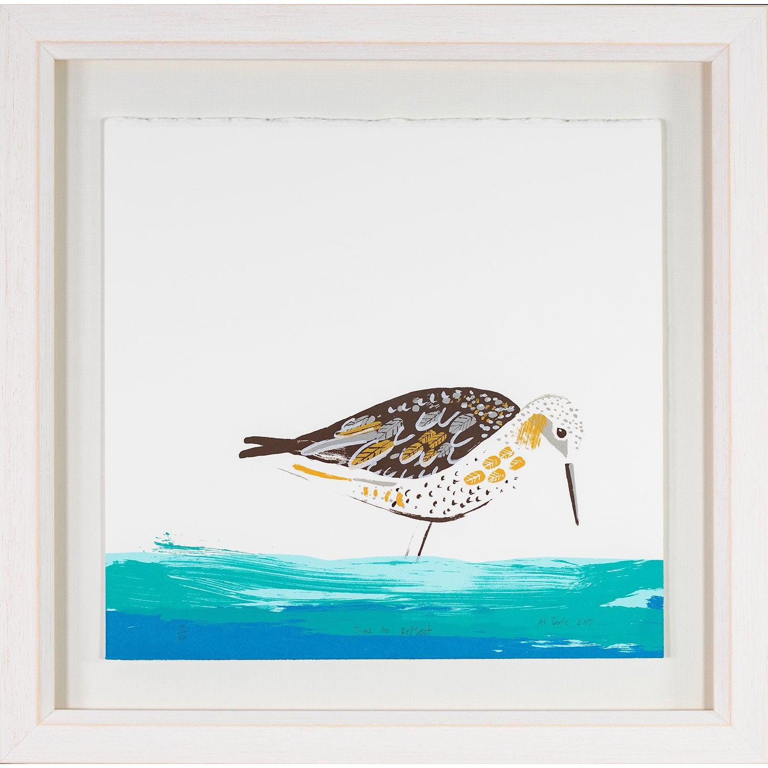 'Time to Reflect' framed, limited edition print by Liz Toole - print also available unframed at Padstow Gallery, Cornwall.