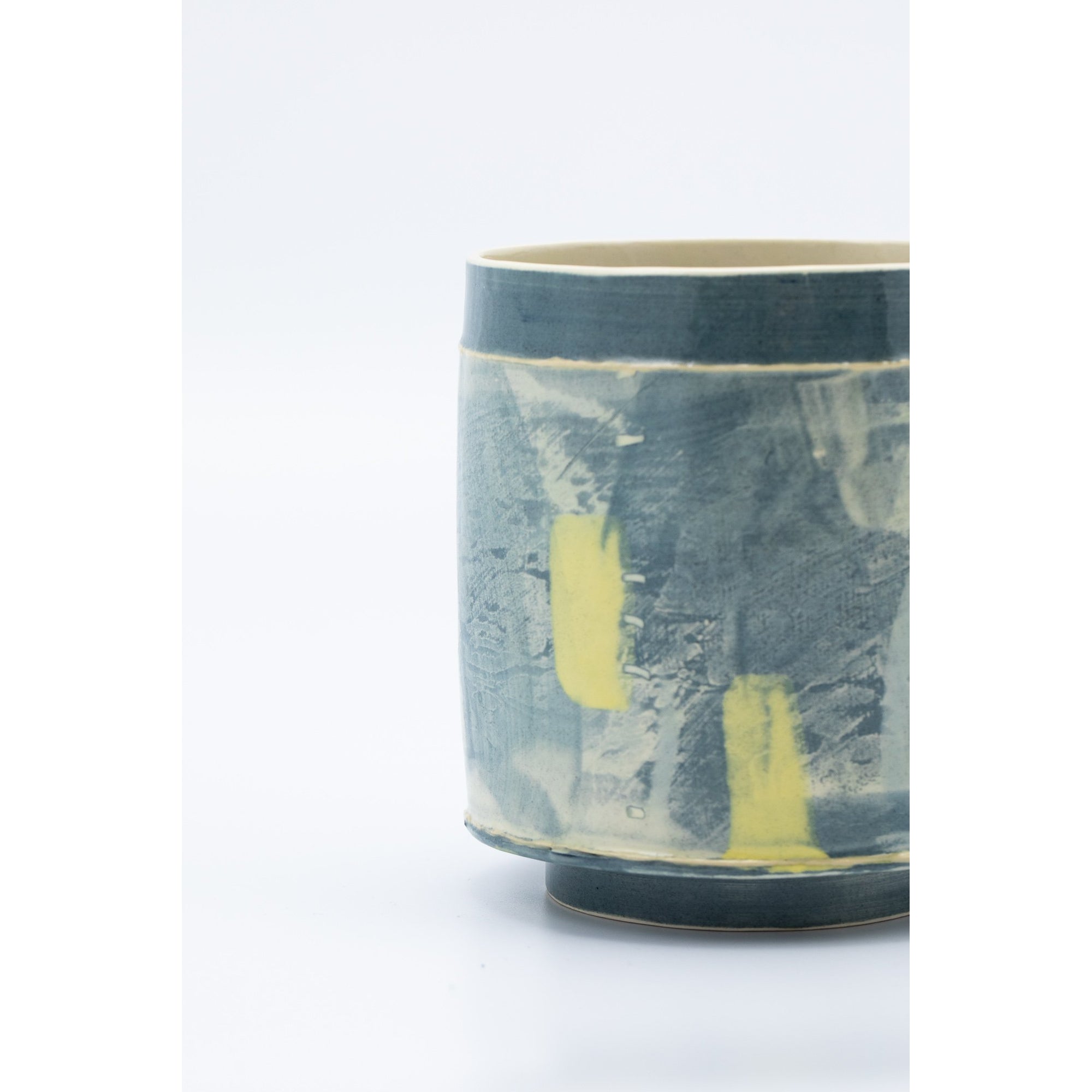 Mid Round Vessel (MR2) | Navy, Blue and White | handbuilt ceramic created by Emily-Kriste Wilcox, available from Padstow Gallery, Cornwall
