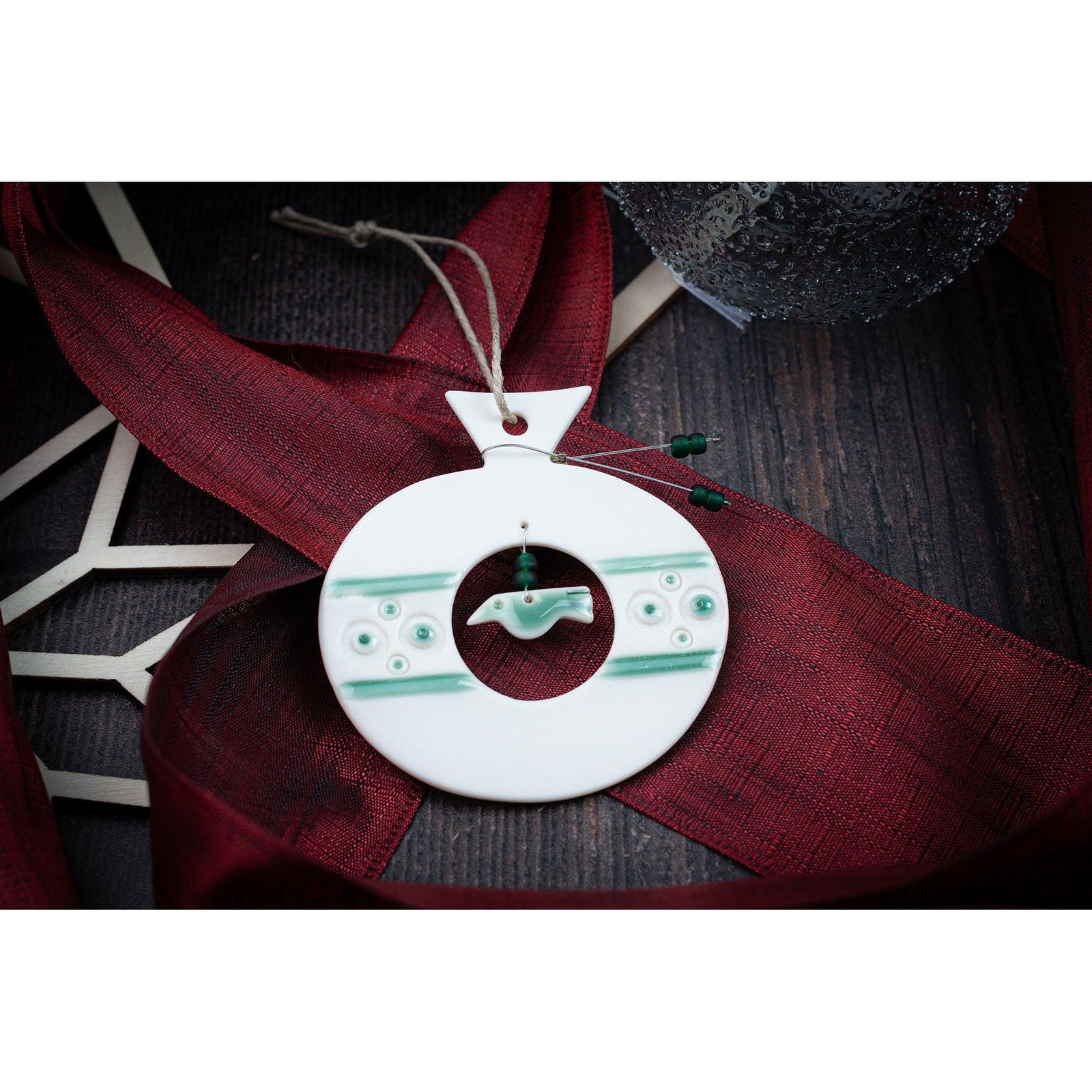 Round Bauble Decoration by Rhian Winslade, at Padstow Gallery, Cornwall