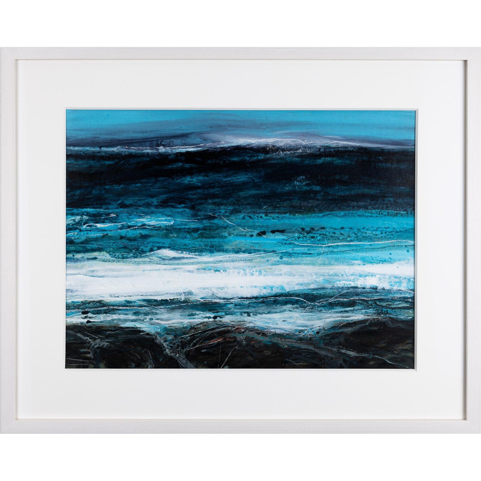 Cresting mixed media original by Jo Ellis, available at Padstow Gallery, Cornwall