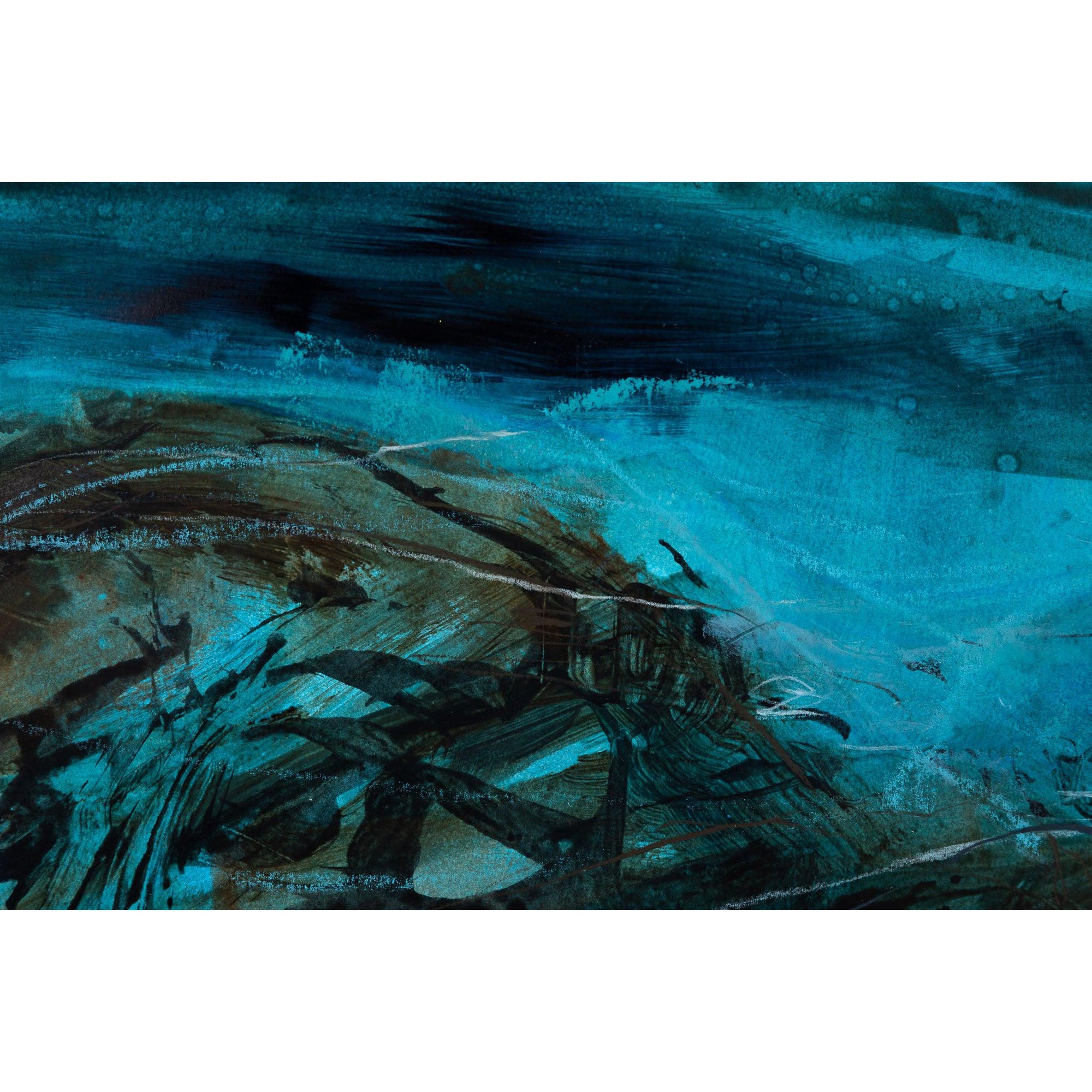 Submerging mixed media original by Jo Ellis, available at Padstow Gallery, Cornwall