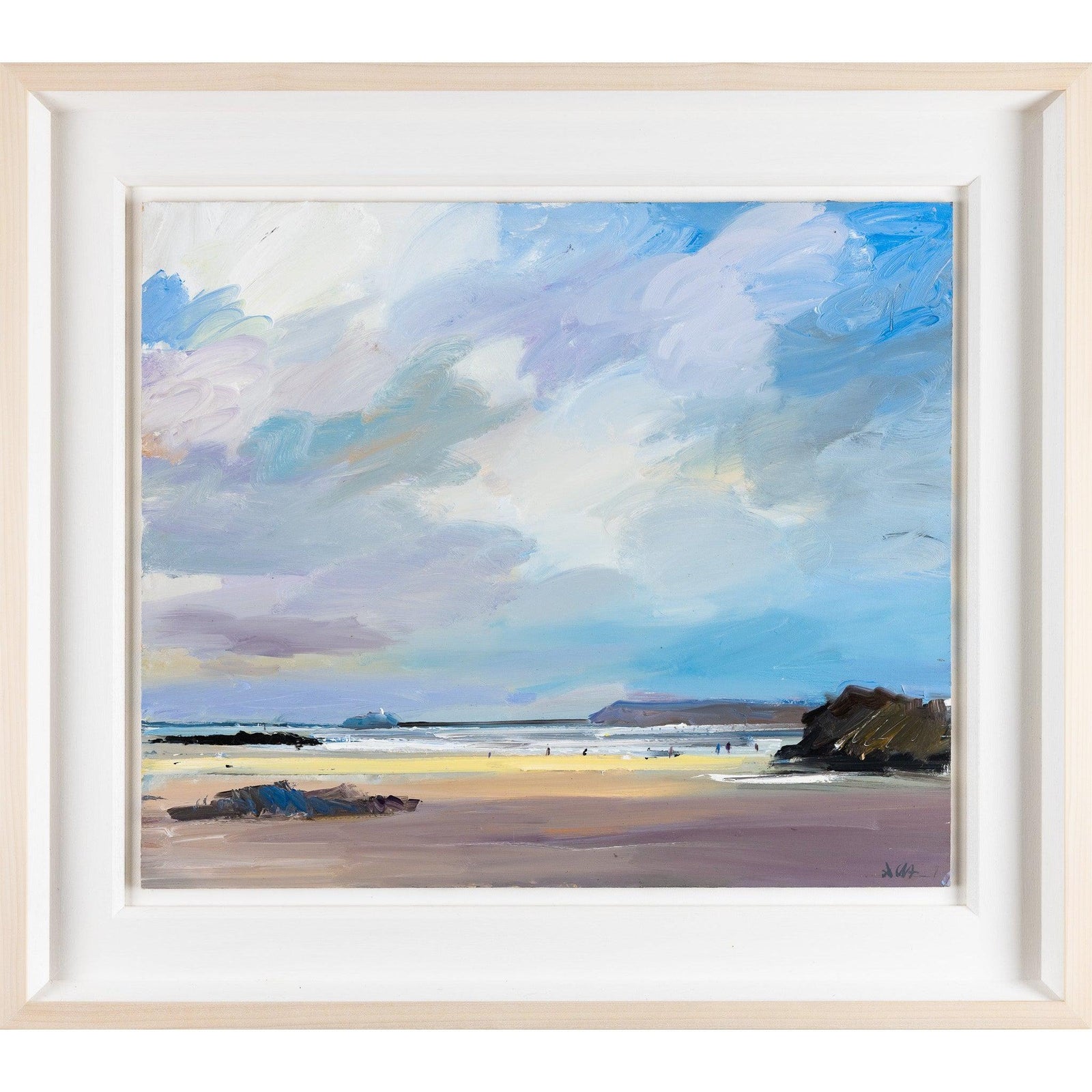 'Autumn Light, Godrevy' oil on board original by David Atkins, available at Padstow Gallery, Cornwall