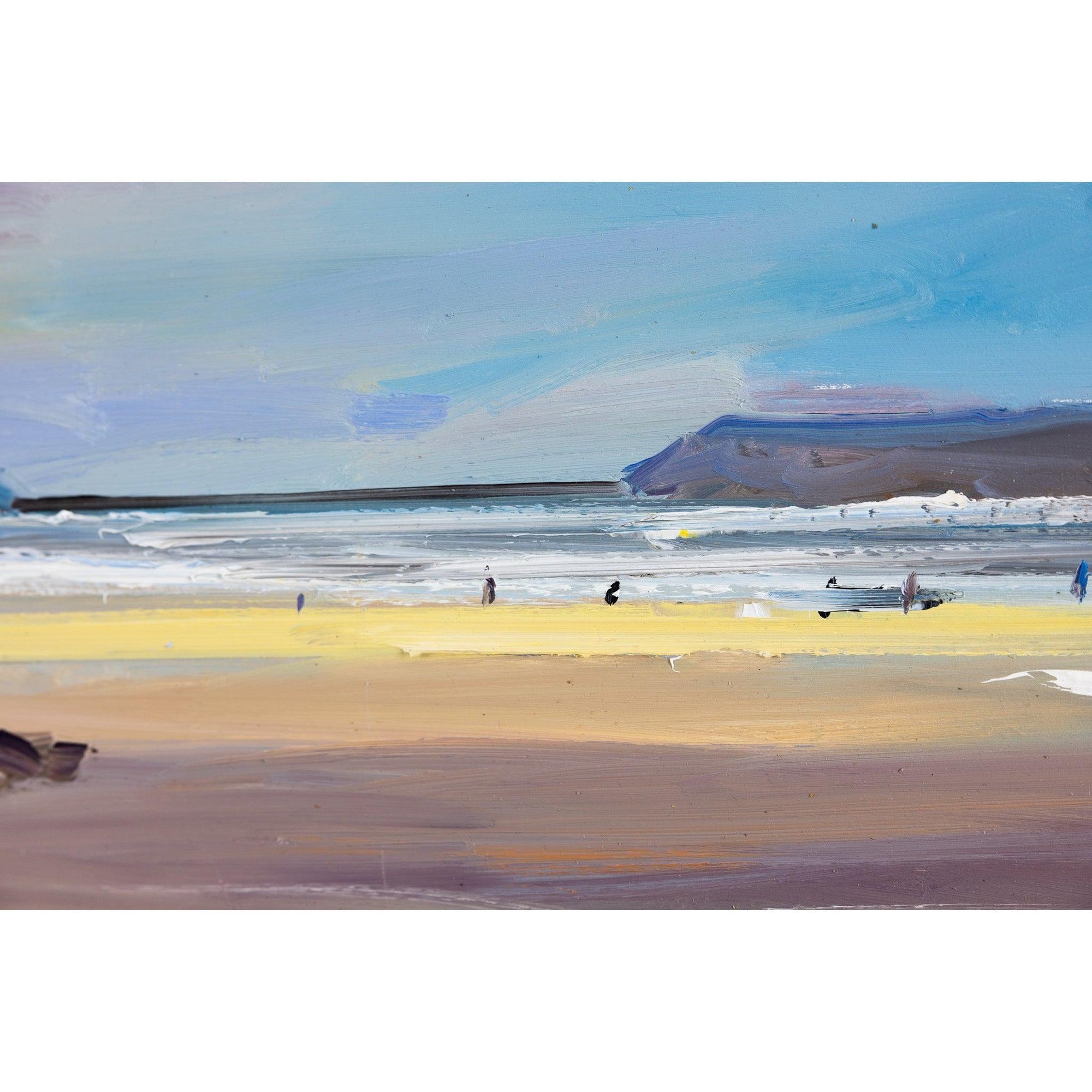 'Autumn Light, Godrevy' oil on board original by David Atkins, available at Padstow Gallery, Cornwall