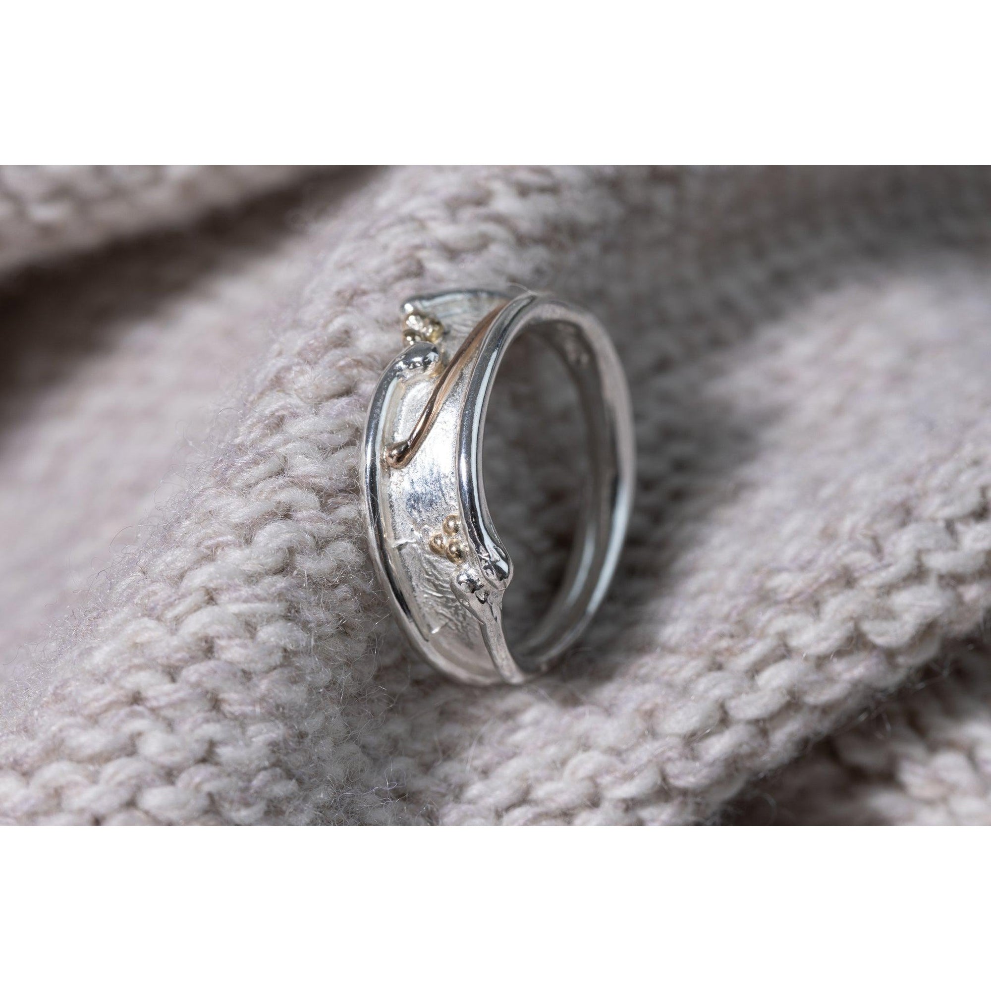 'LG54 - Silver Ring with 9ct Gold' by Les Grimshaw, available at Padstow Gallery, Cornwall