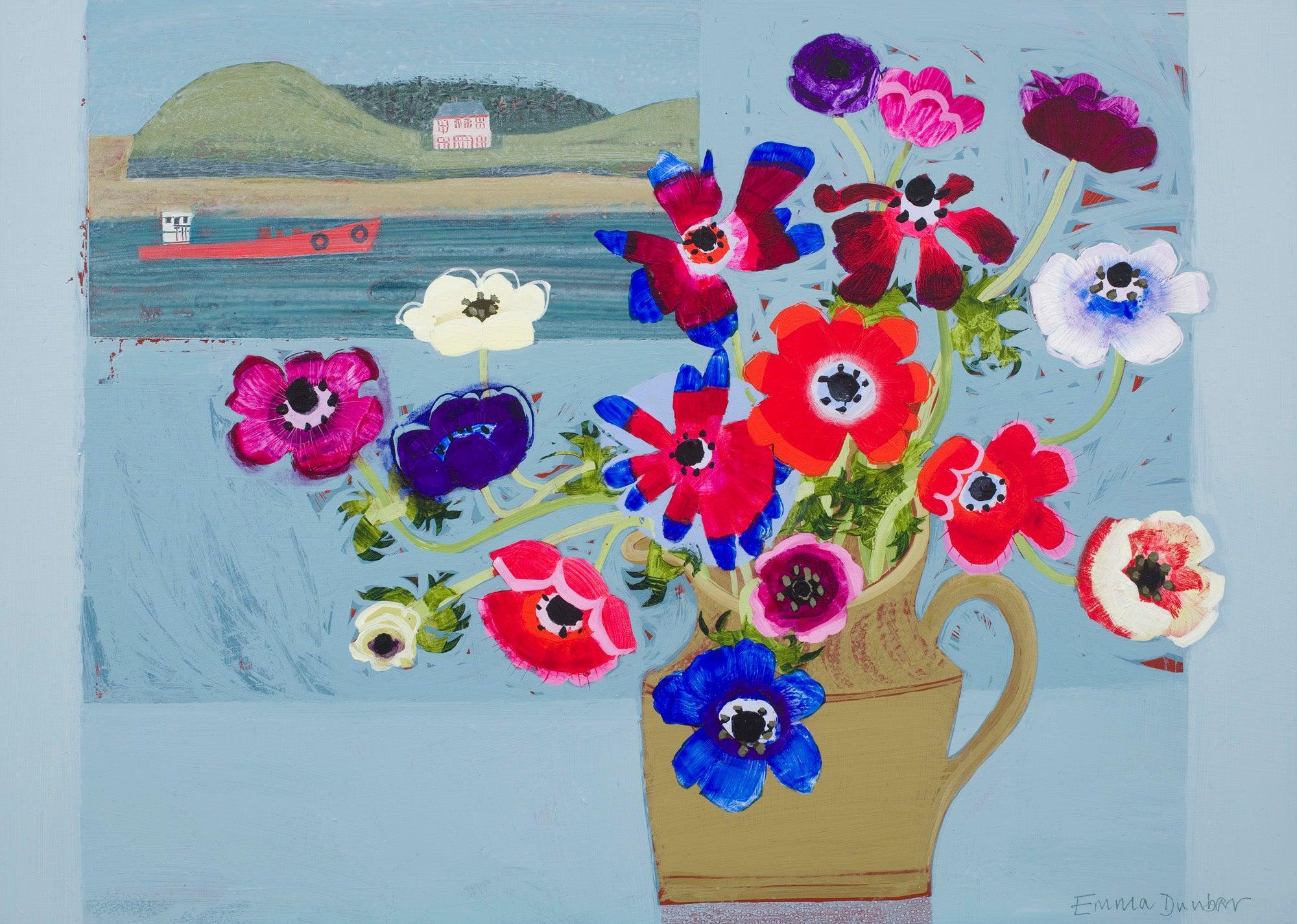 Brea Hill Anemones by Emma Dunbar available at Padstow Gallery Cornwall