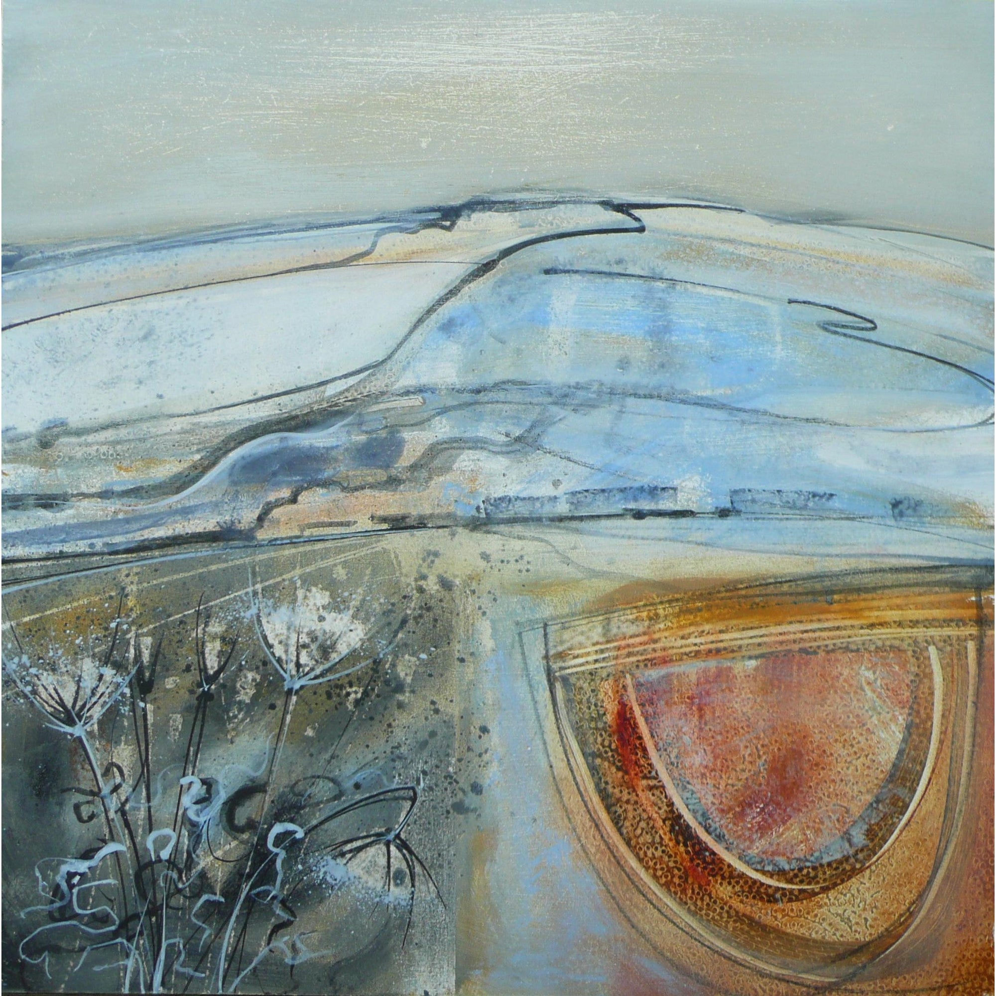 Sketching the Downs, oil on board, by Ruth Taylor, available at Padstow Gallery, Cornwall