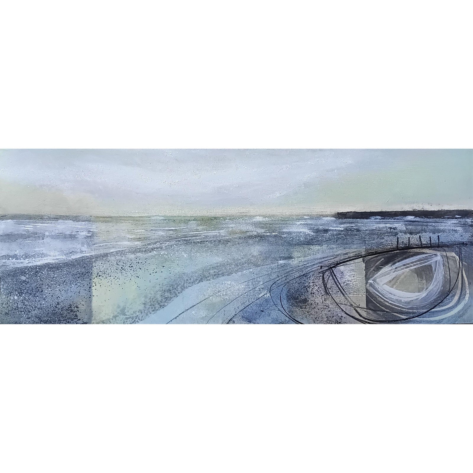 The in-rushing waves, oil on board, by Ruth Taylor, available at Padstow Gallery, Cornwall