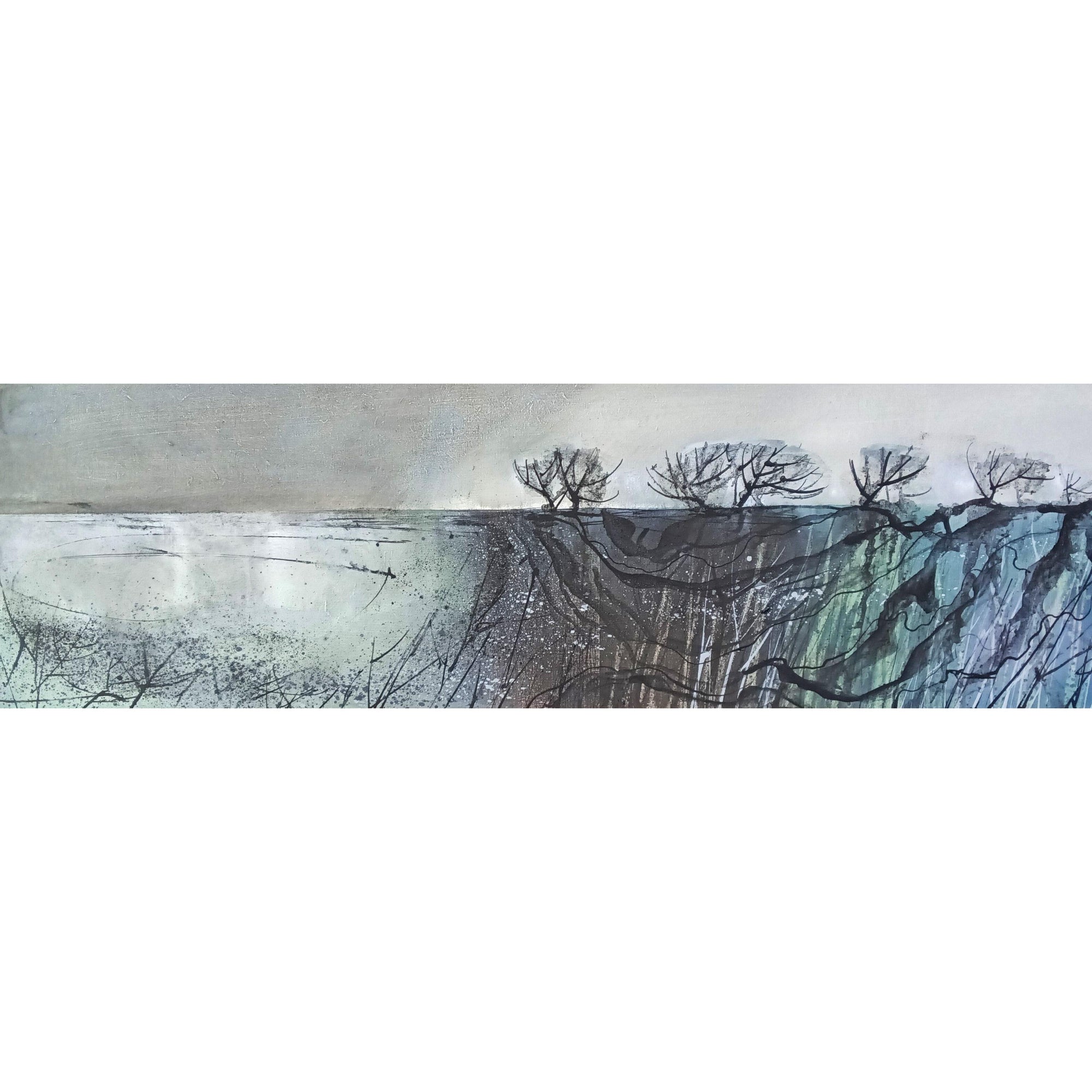 Beside the frozen lake, oil on board, by Ruth Taylor, available at Padstow Gallery, Cornwall