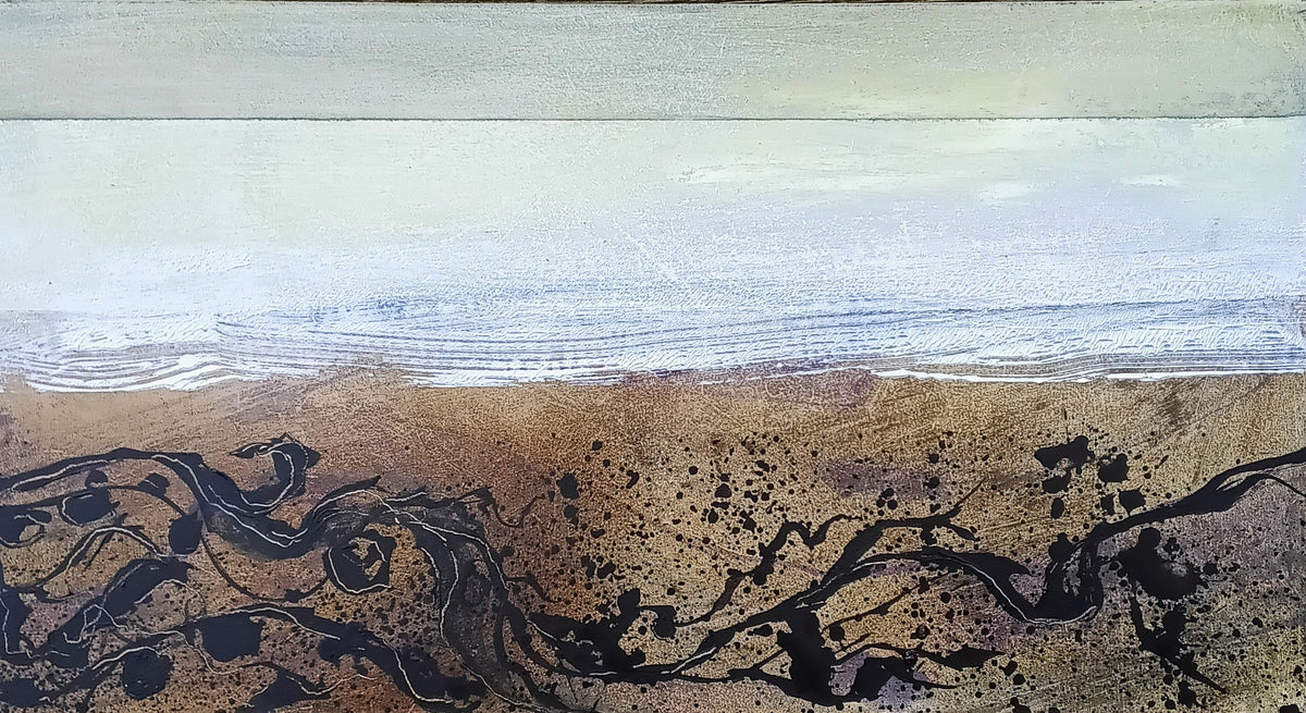 Seaweed Shoreline an oil original by Ruth Taylor available at Padstow Gallery, Cornwall