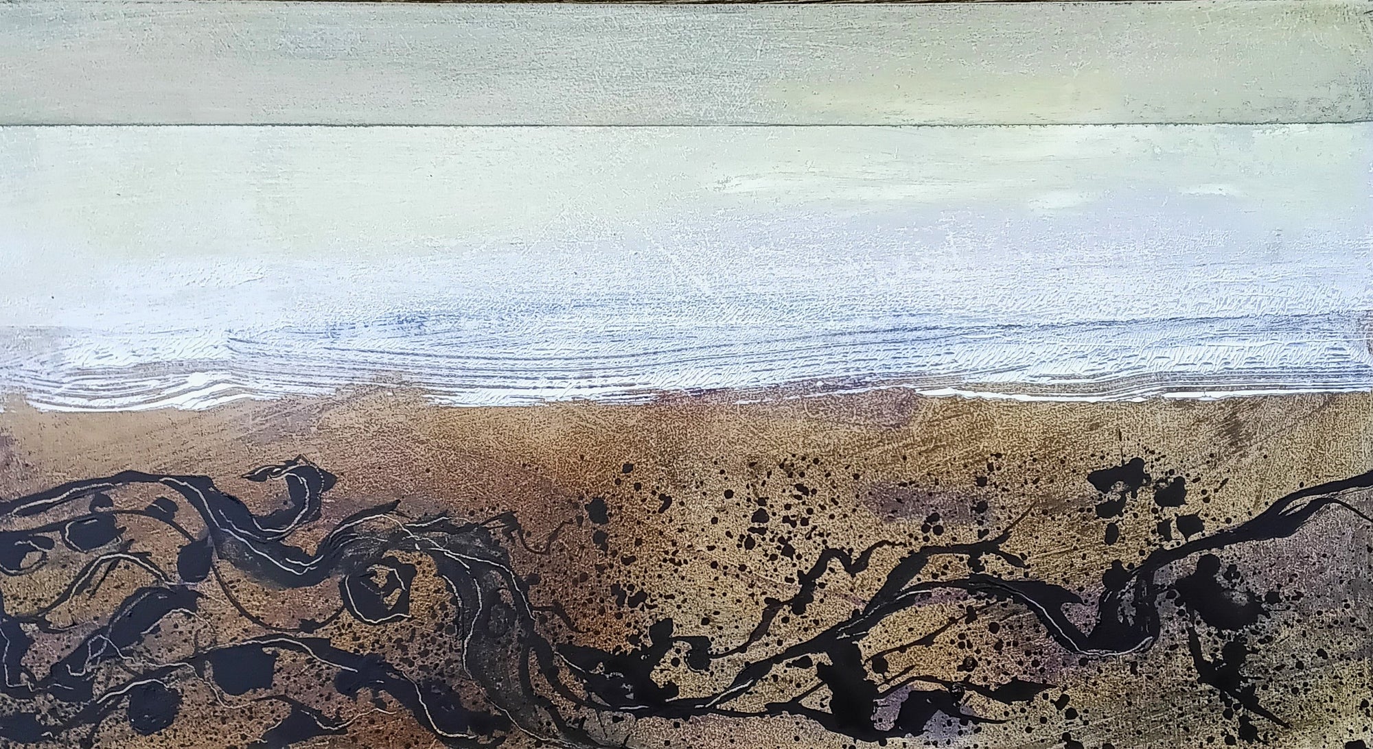 Seaweed Shoreline an oil original by Ruth Taylor available at Padstow Gallery, Cornwall