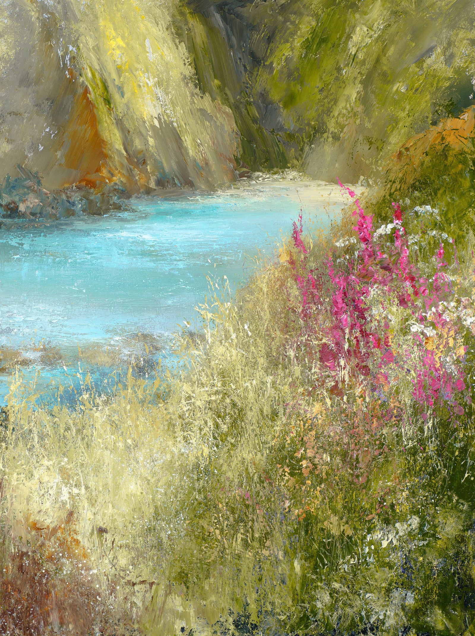 Cornish Cove oil painting by Amanda Hoskin available at Padstow Gallery, Cornwall