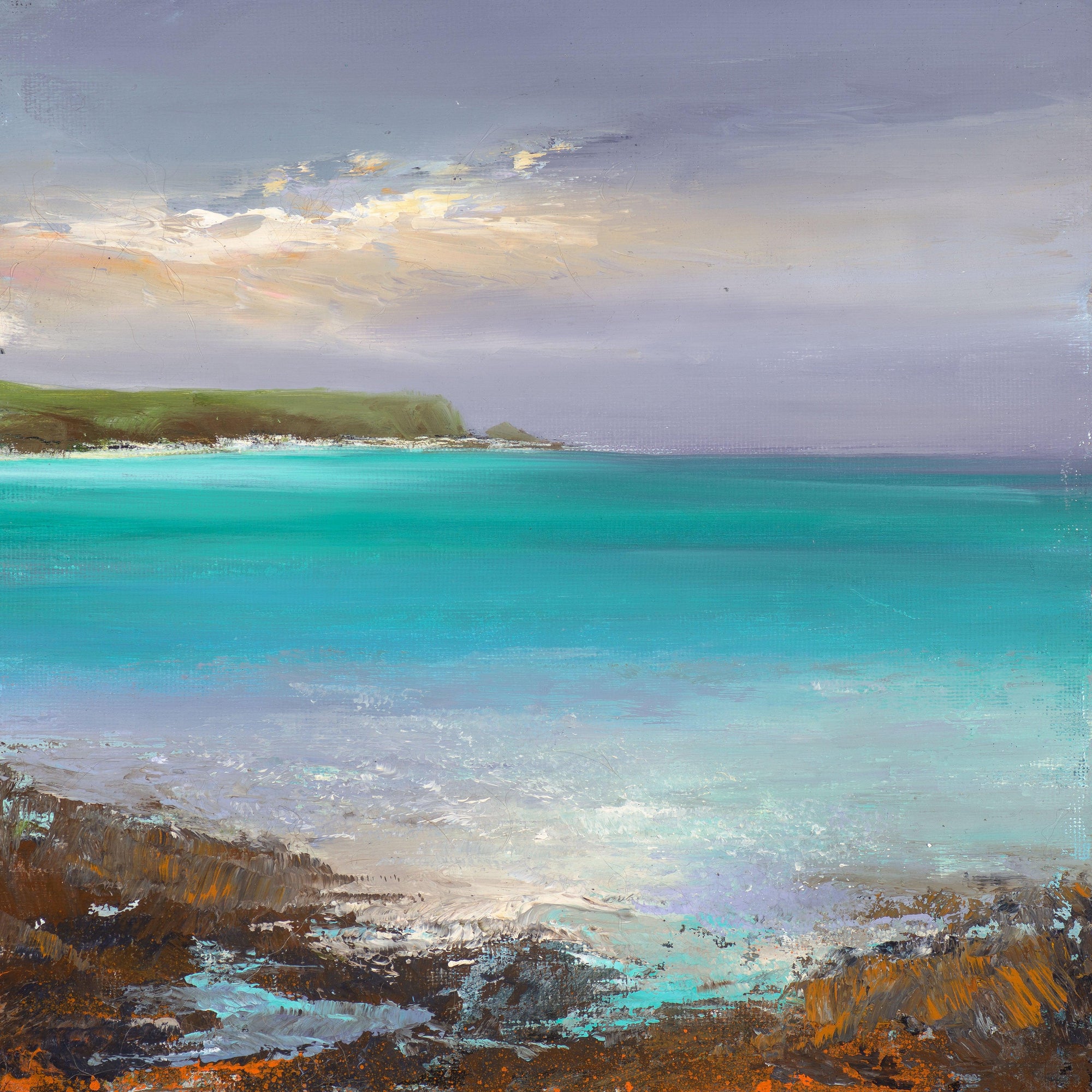 'Evening Sky, Daymer Bay' oil on paper original by Amanda Hoskin, available at Padstow Gallery, Cornwall