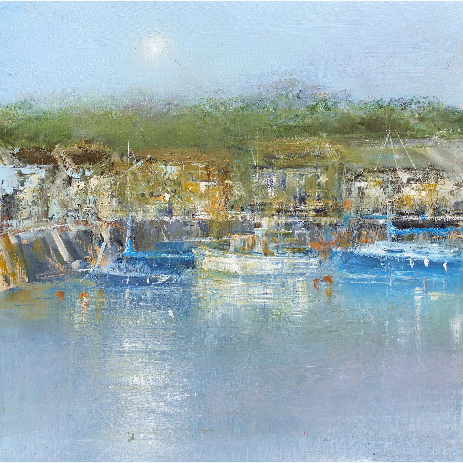 Evening Lights, Padstow Harbour, oil painting by Amanda Hoskin available at Padstow Gallery, Cornwall