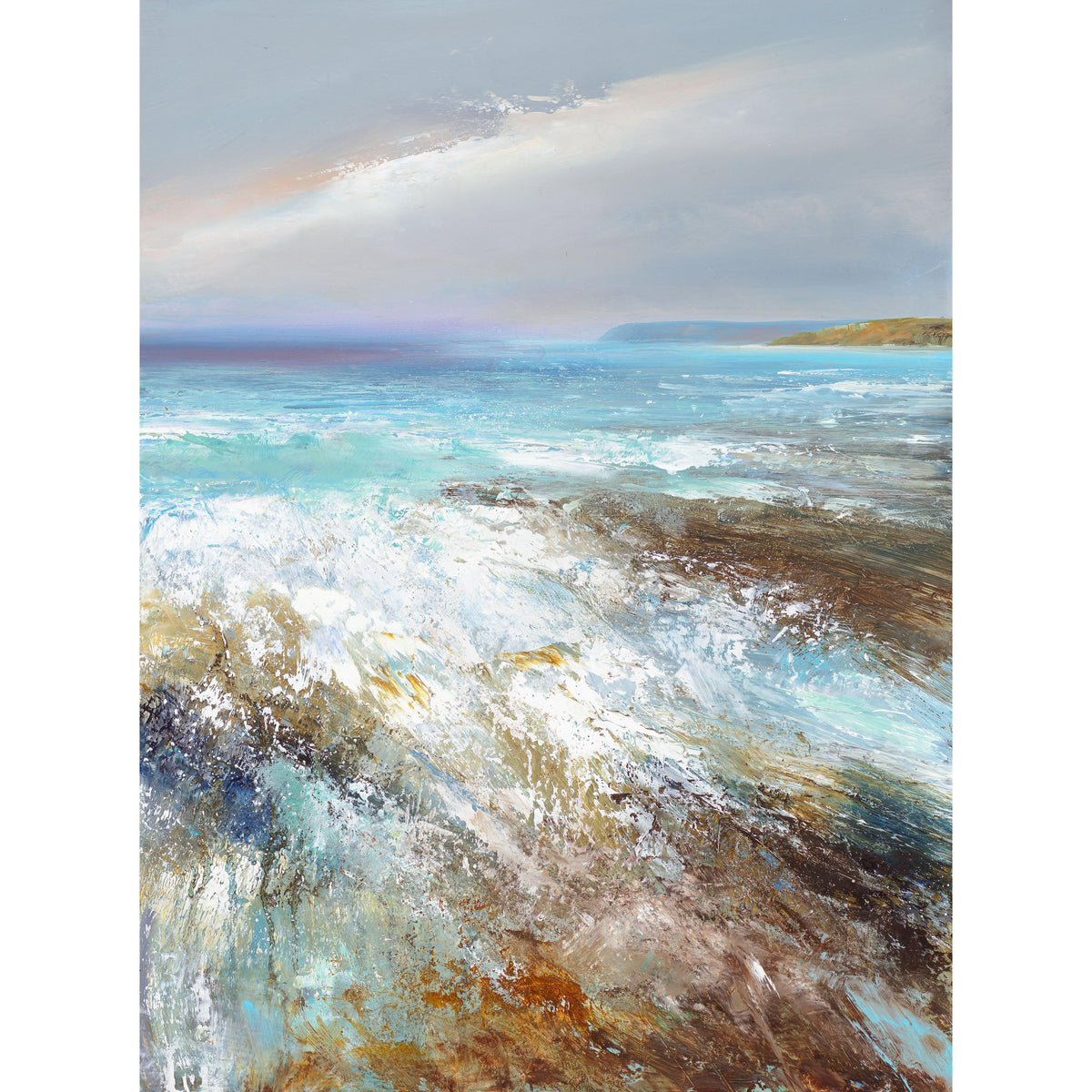 Energy Of The Sea, Daymer Bay, oil painting by Amanda Hoskin available at Padstow Gallery, Cornwall
