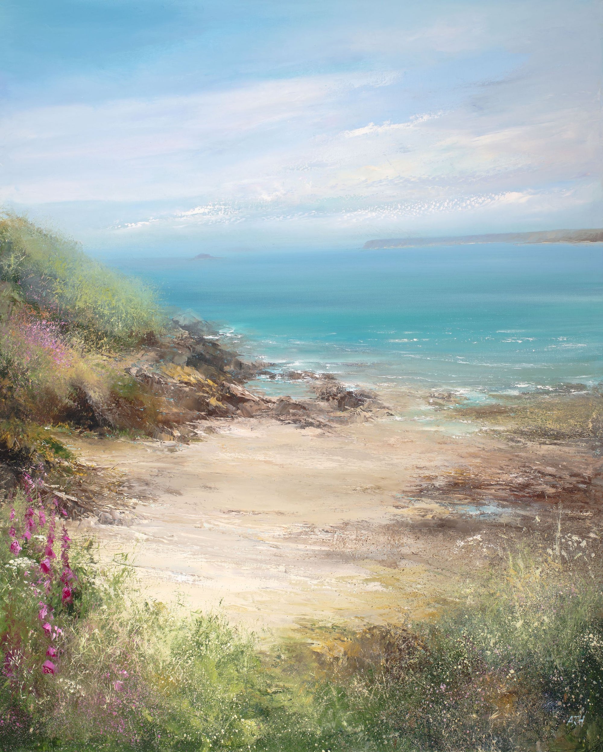 Path Down to the Beach by Amanda Hoskin available at Padstow Gallery, Cornwall