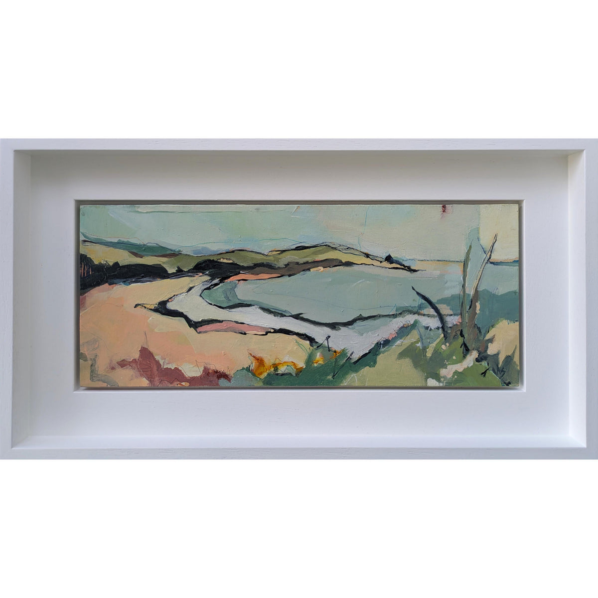 Clifftop View, mixed media original by Aisleigh Anne, available at Padstow Gallery, Cornwall.