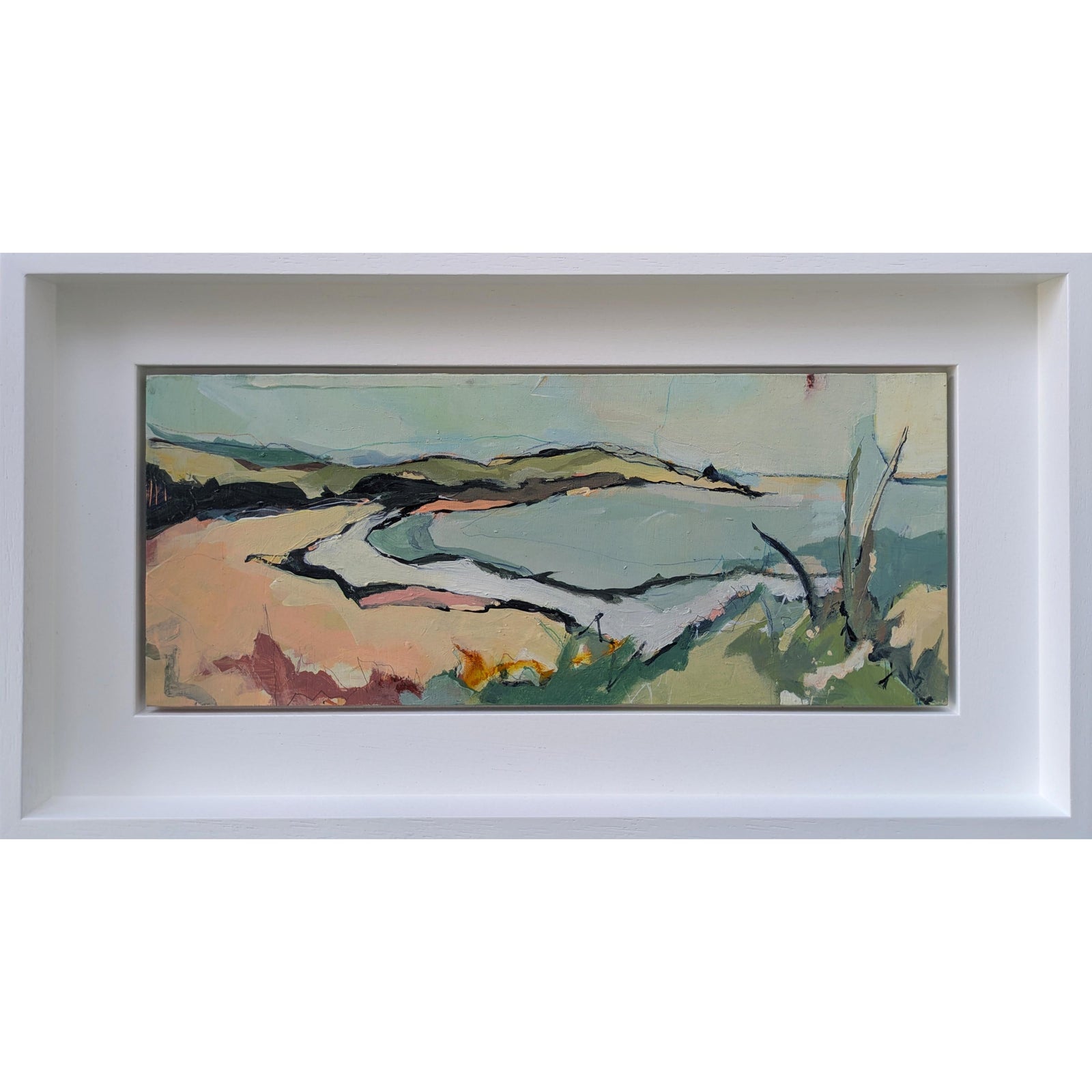 Clifftop View, mixed media original by Aisleigh Anne, available at Padstow Gallery, Cornwall.