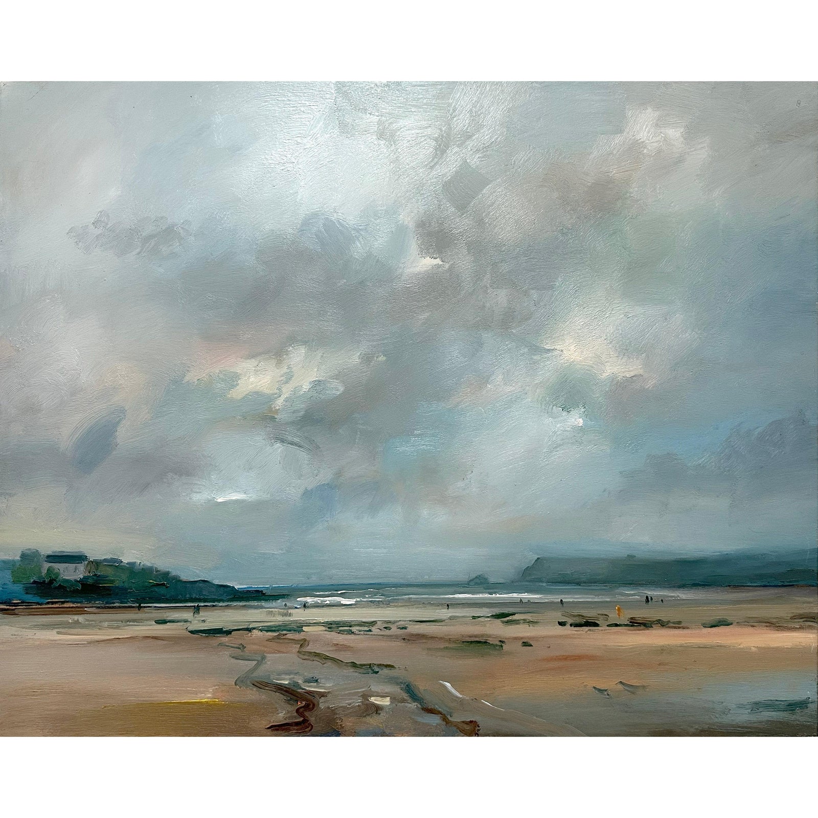 'Autumn Skies, Polzeath' oil on board original by David Atkins, available at Padstow Gallery, Cornwall