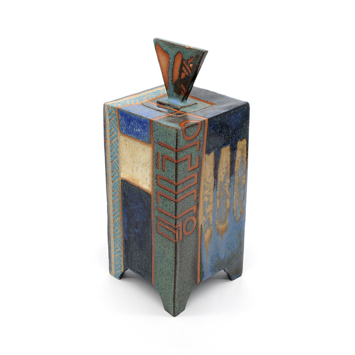 MK54 Orange Magnolia Box By Miae Kim ceramics available at Padstow Gallery, Cornwall