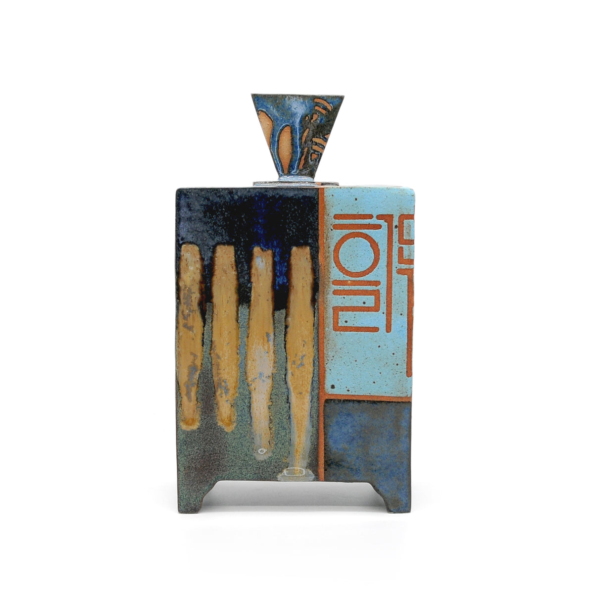 MK52 Orange Birch Box By Miae Kim ceramics available at Padstow Gallery, Cornwall