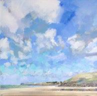Brae Hill and Daymer acrylic painting by Andrew Jago available at Padstow Gallery Cornwall