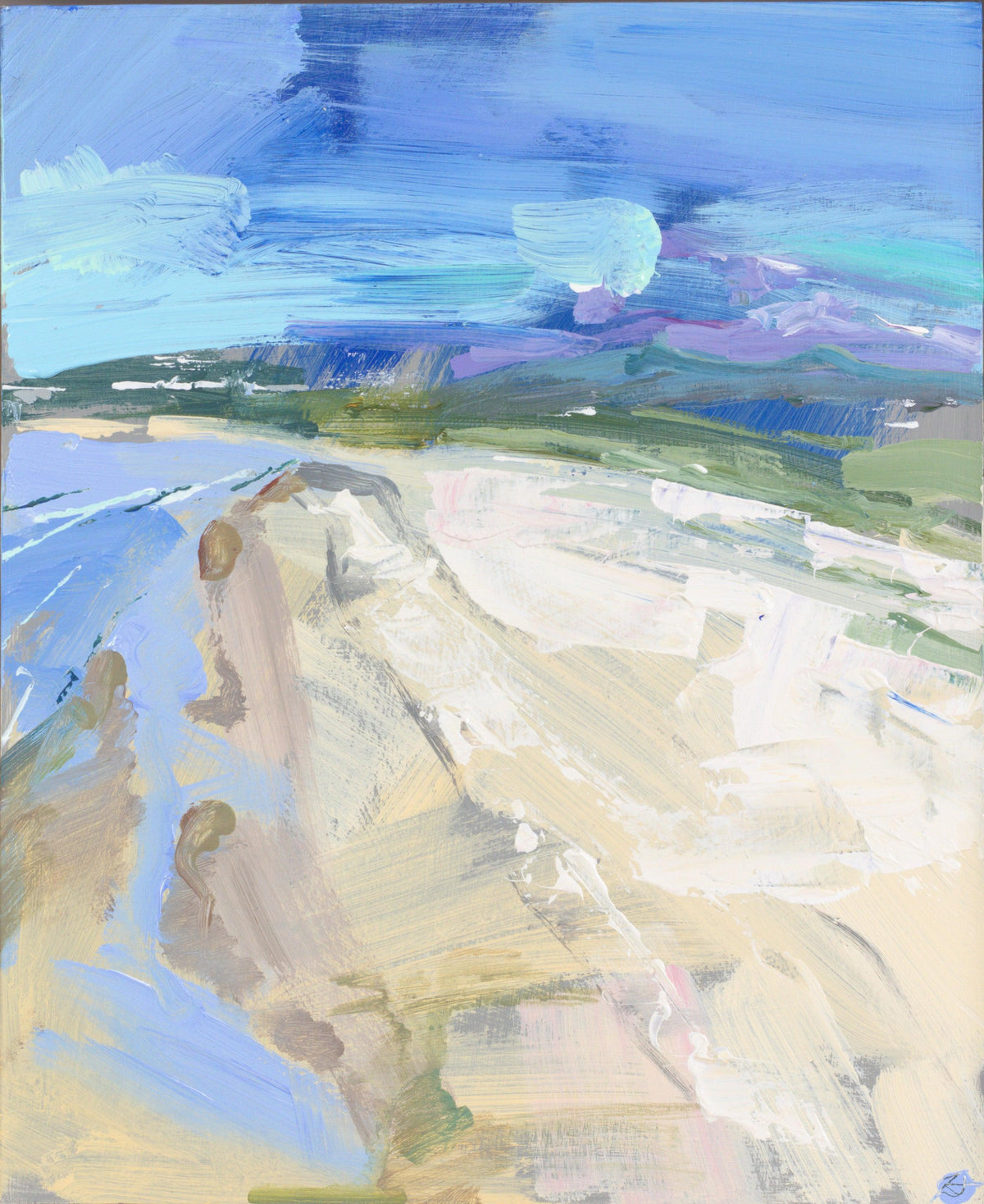 'Brae Hill' acrylic original by Andrew Jago, available at Padstow Gallery, Cornwall