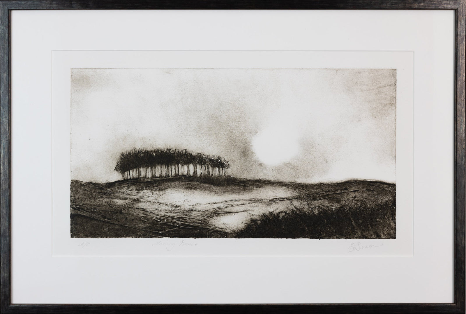 'Morning Promise' framed collagraph by Zoe Duncan available at Padstow Gallery, Cornwall