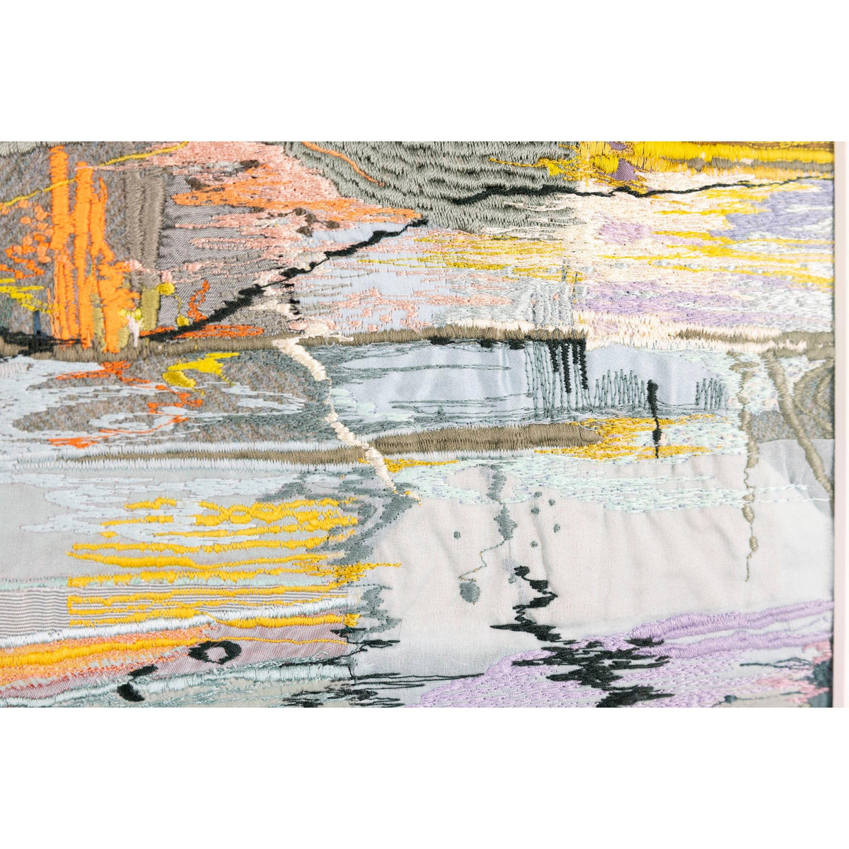 Retreating Tide, free machine embroidery, by Sarah Pooley, available at Padstow Gallery, Cornwall