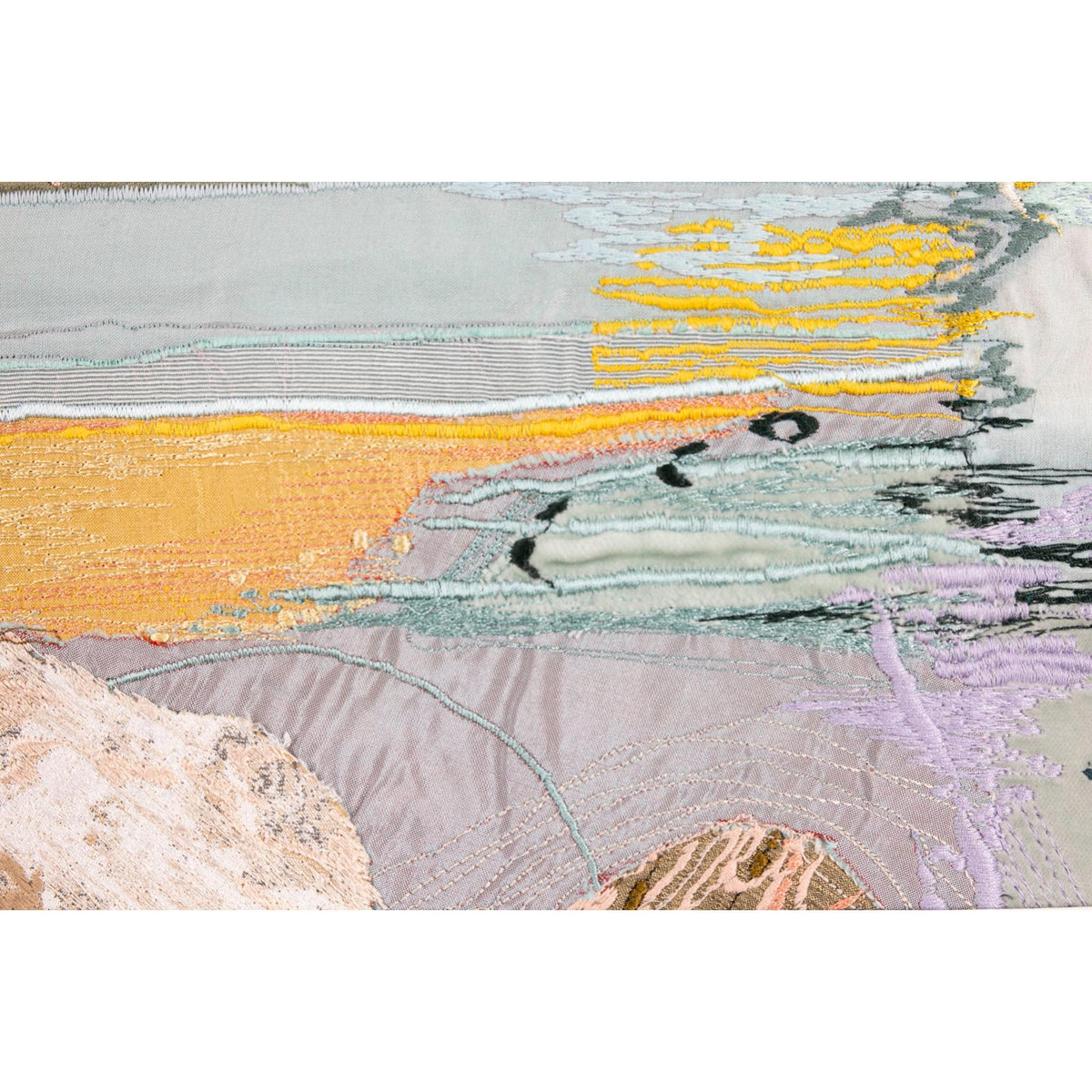 Retreating Tide, free machine embroidery, by Sarah Pooley, available at Padstow Gallery, Cornwall