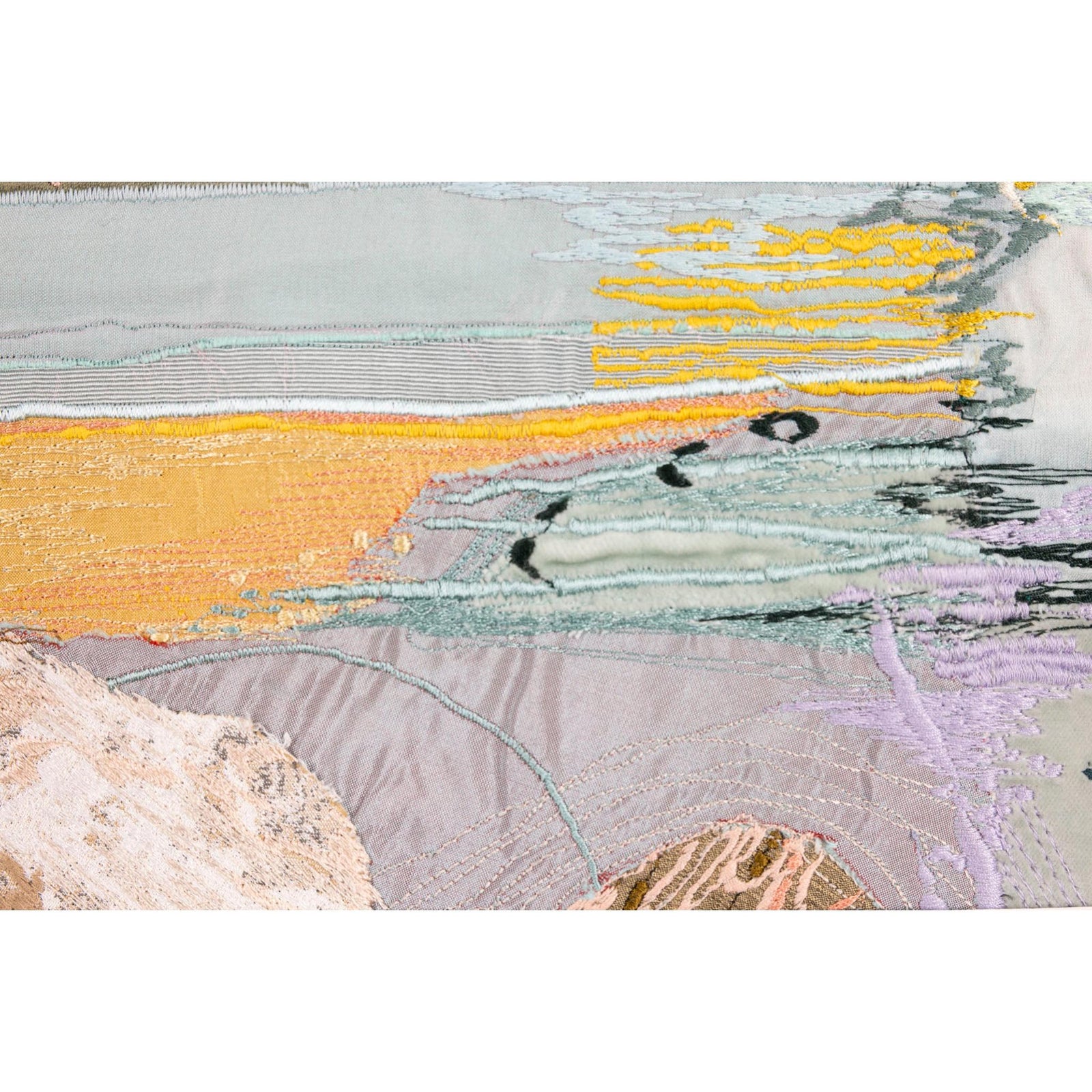 Retreating Tide, free machine embroidery, by Sarah Pooley, available at Padstow Gallery, Cornwall