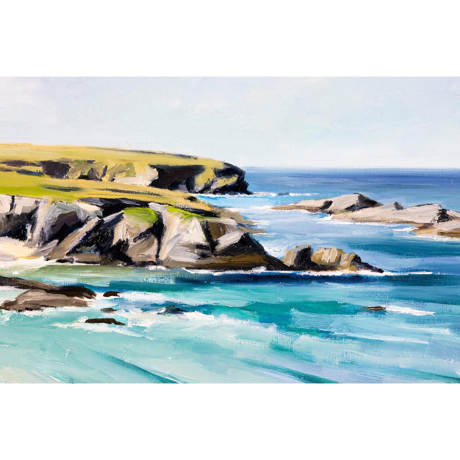 Across to Golden Burn, acrylic on board, by Toby Ray, available at Padstow Gallery, Cornwall