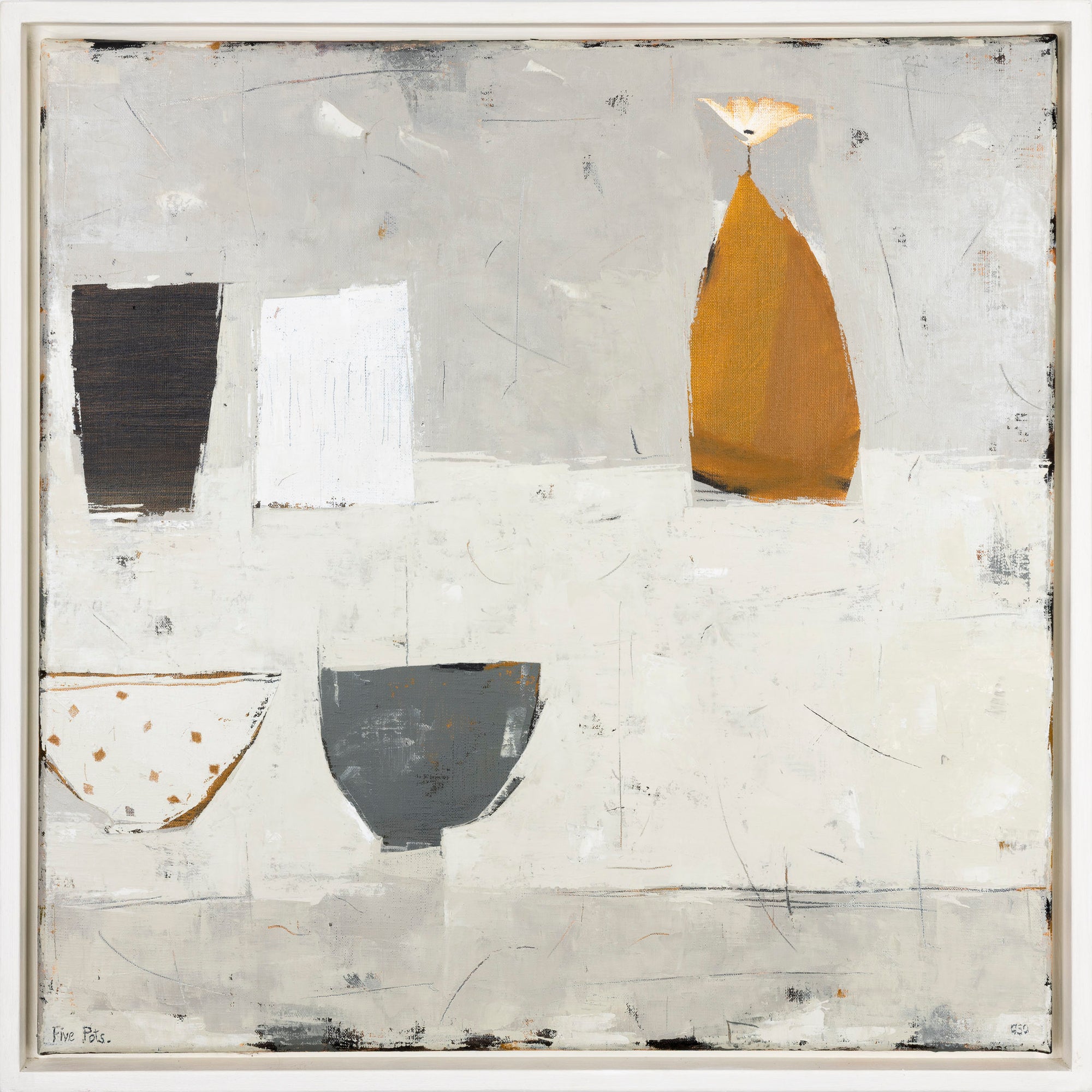 'Five Pots' oil original by Ann Armitage, available at Padstow Gallery, Cornwall