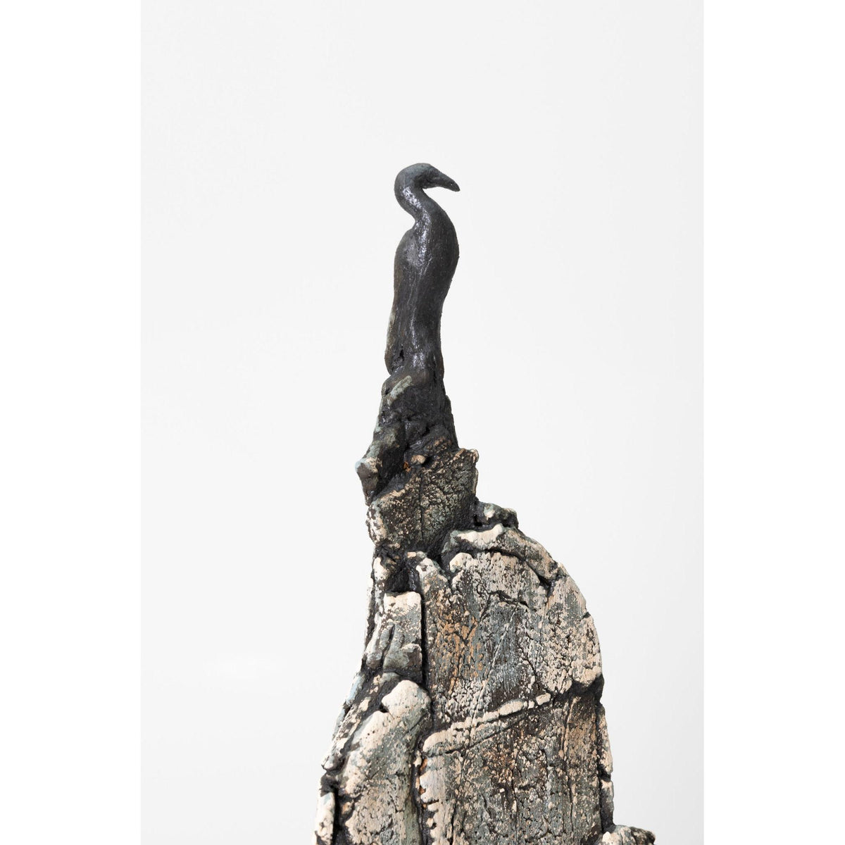JS1 Cormorant on Rock by Jane Silk ceramics available at Padstow Gallery, Cornwall