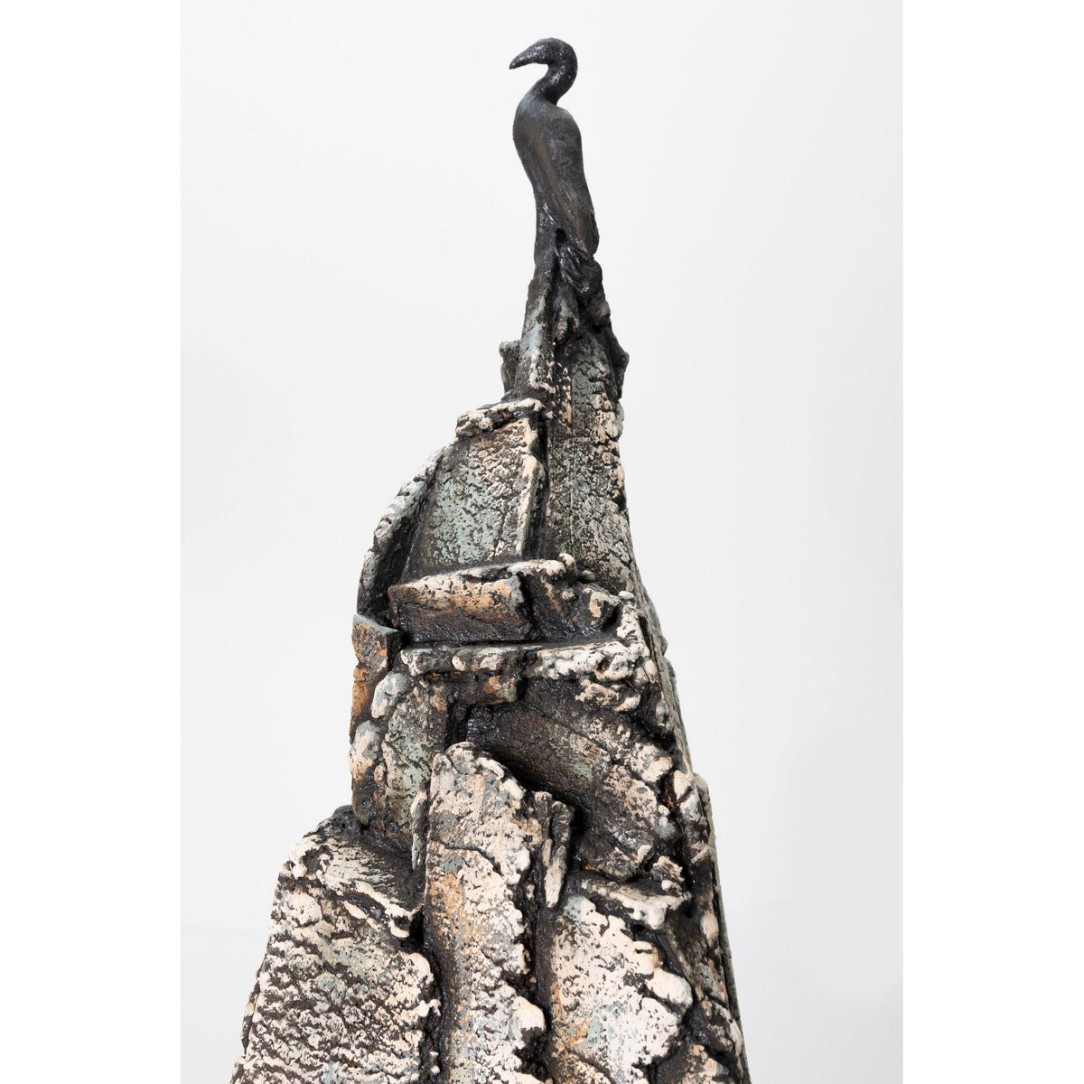 JS1 Cormorant on Rock by Jane Silk ceramics available at Padstow Gallery, Cornwall