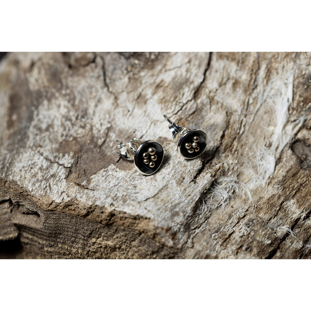 SA Ea157 Silver domed stud earrings&#39; by Sandra Austin jewellery, available at Padstow Gallery, Cornwall