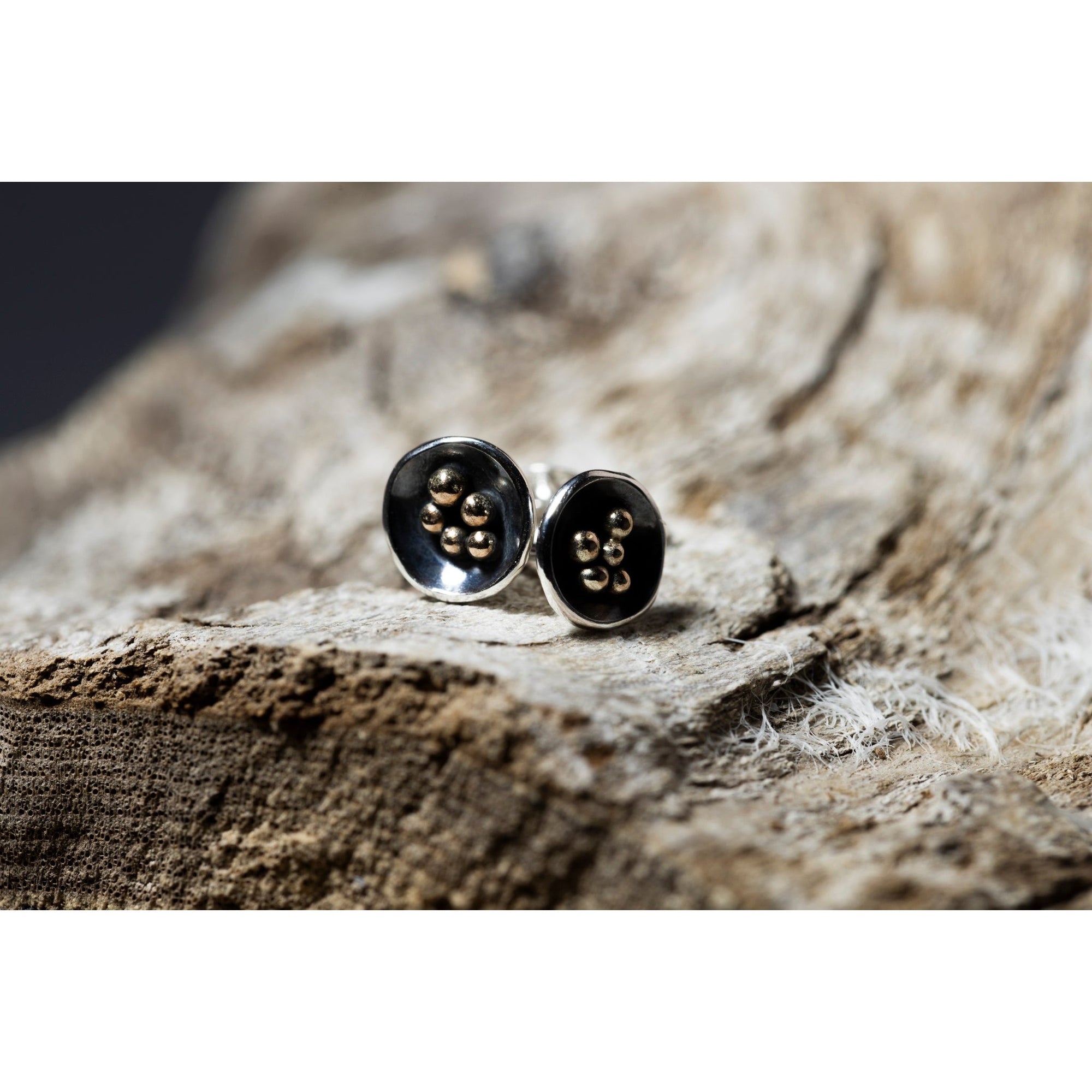 SA Ea157 Silver domed stud earrings' by Sandra Austin jewellery, available at Padstow Gallery, Cornwall