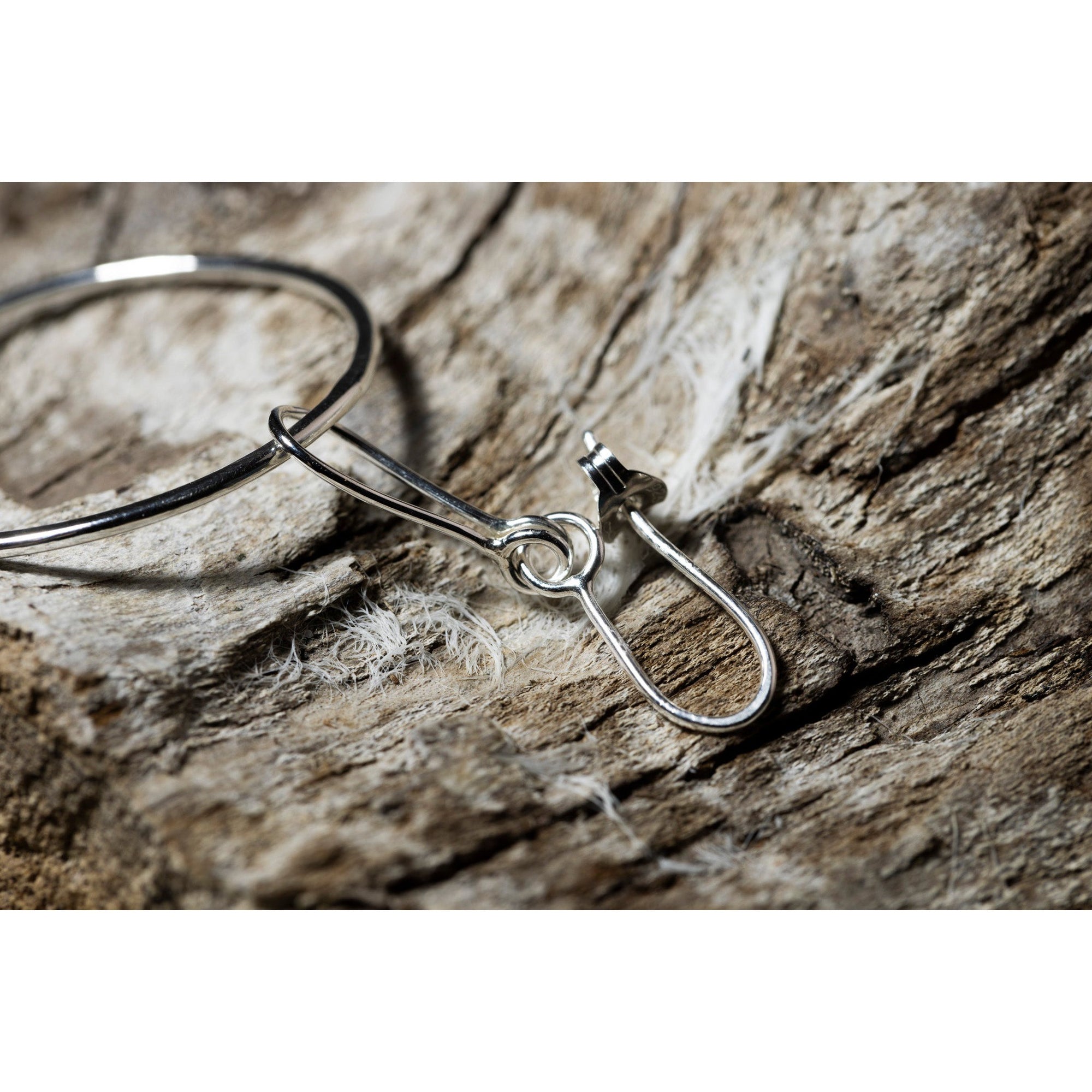 SA Ea143 Silver hoop drop earrings' by Sandra Austin jewellery, available at Padstow Gallery, Cornwall