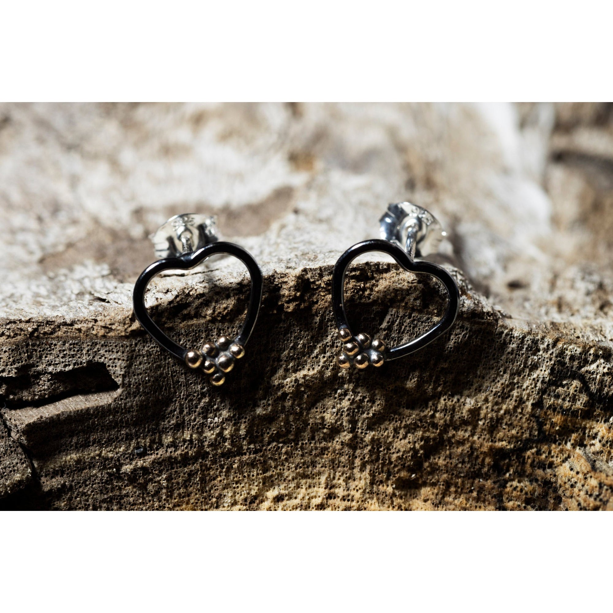 SA Ea151 Silver heart stud earrings' by Sandra Austin jewellery, available at Padstow Gallery, Cornwall