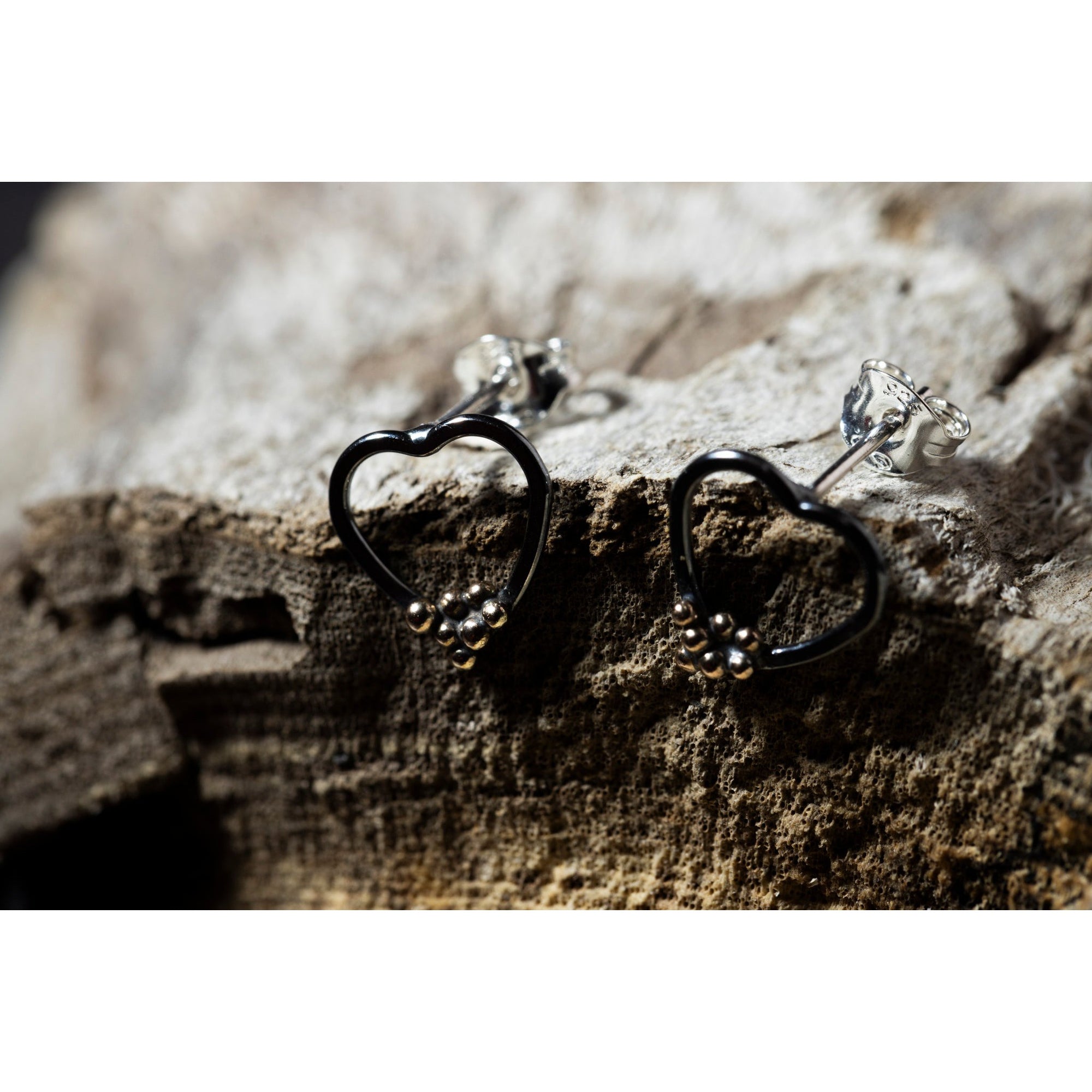 SA Ea151 Silver heart stud earrings' by Sandra Austin jewellery, available at Padstow Gallery, Cornwall