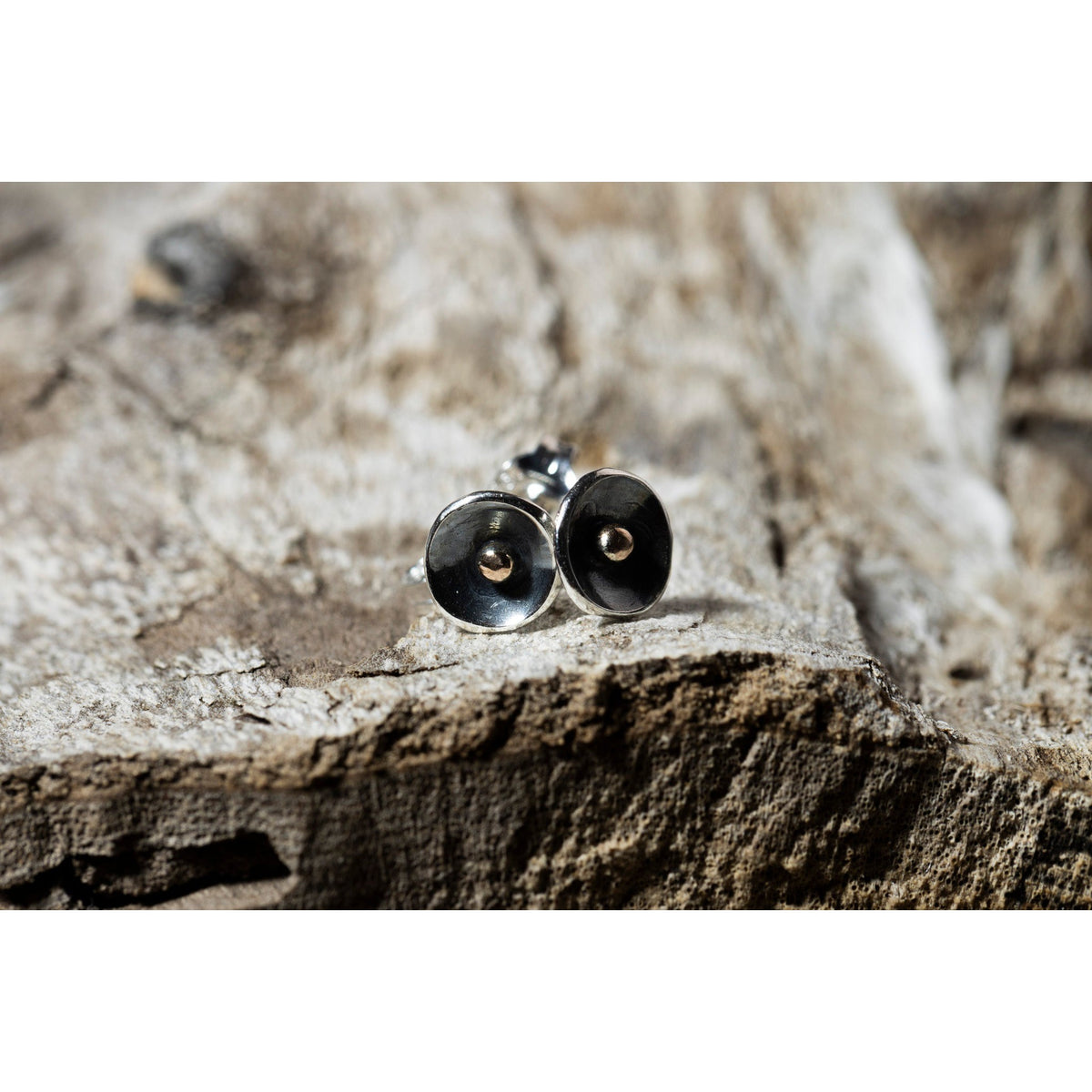 SA Ea140 Silver domed stud earrings&#39; by Sandra Austin jewellery, available at Padstow Gallery, Cornwall