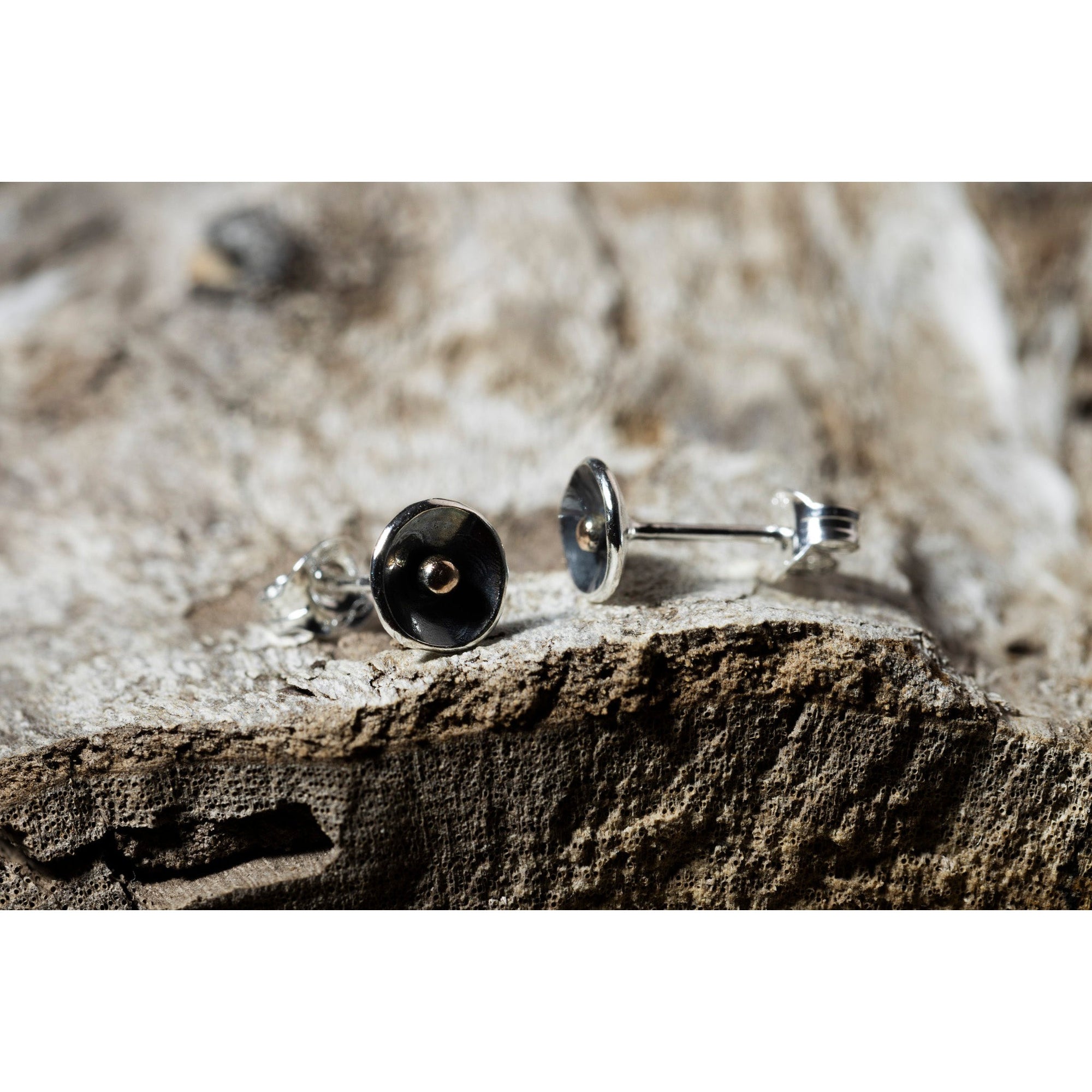 SA Ea140 Silver domed stud earrings' by Sandra Austin jewellery, available at Padstow Gallery, Cornwall