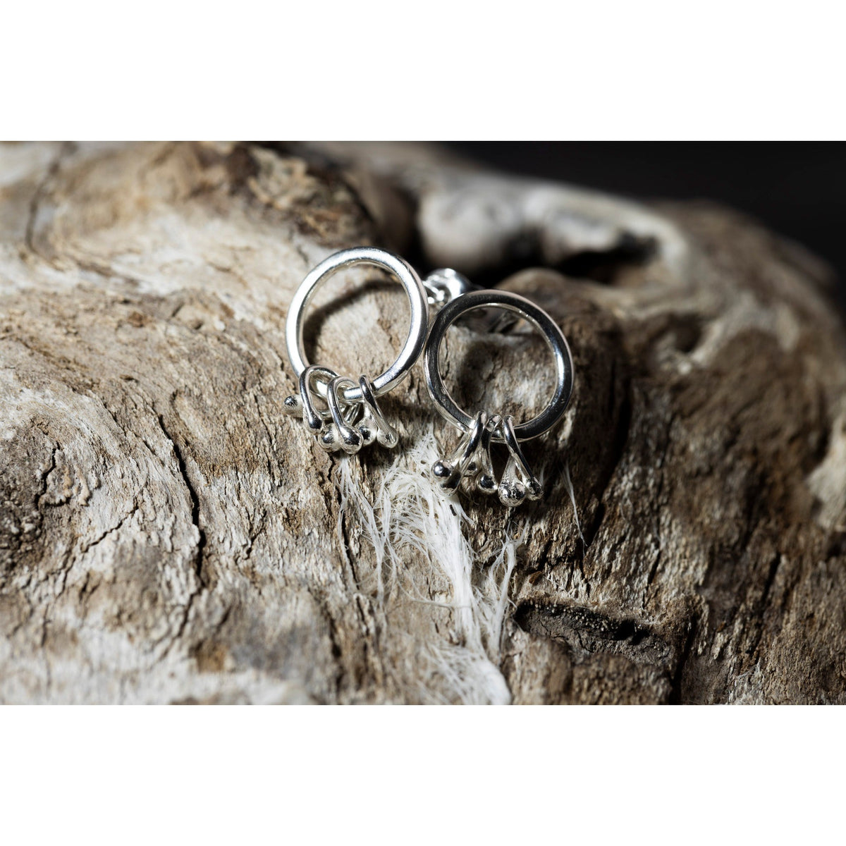 SA Ea159 Silver hoop stud earrings&#39; by Sandra Austin jewellery, available at Padstow Gallery, Cornwall